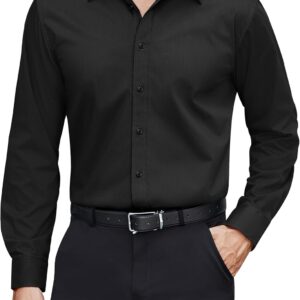 J.VER Men’s Dress Shirts Stretch Stain Shield Long Sleeve Solid Formal Shirt Business Casual Button Down Shirts