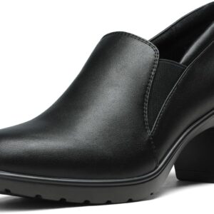 DREAM PAIRS Women’s Low Chunky Block Heels Pumps Comfortable Slip-on Heeled Loafers Dress Work Shoes for Office Business LOLA