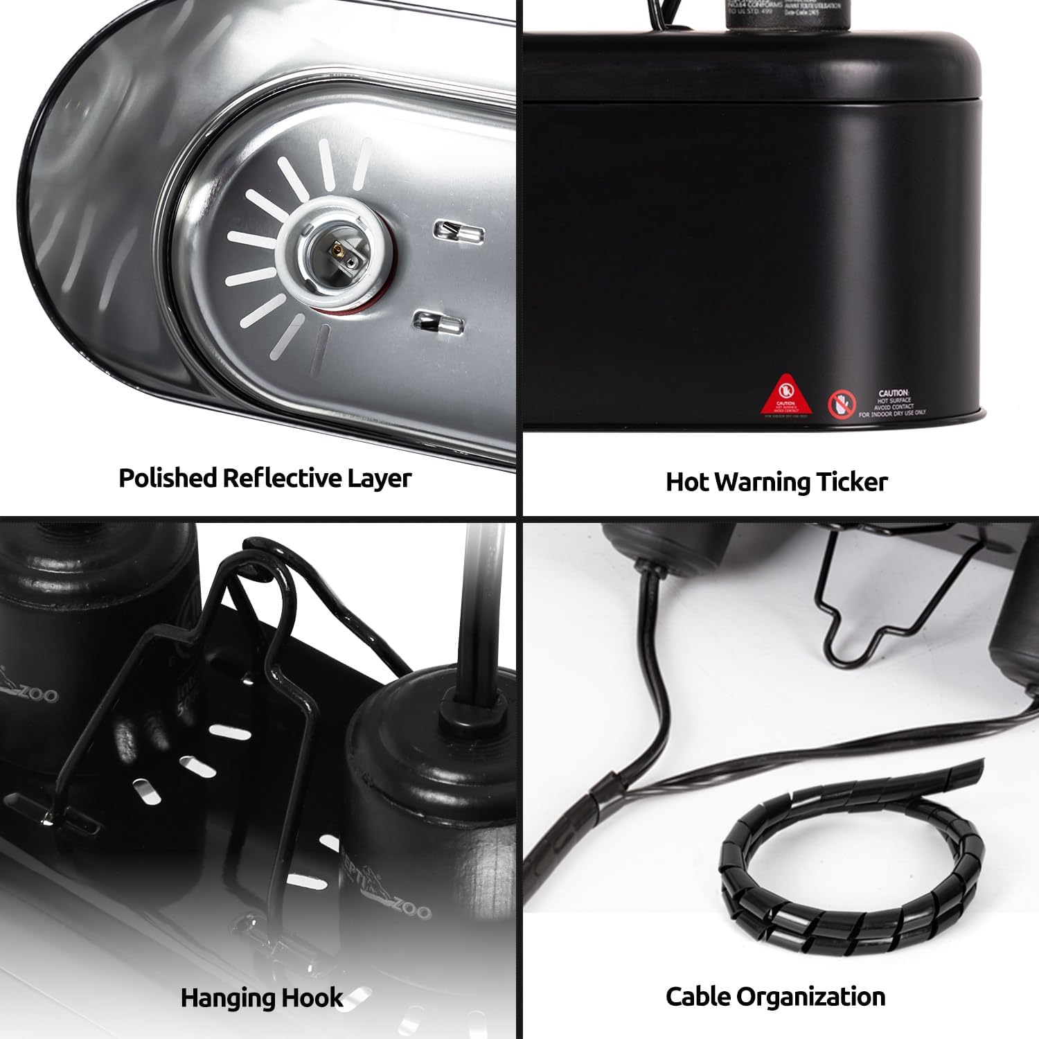 REPTI ZOO Dual Reptile Light Fixture with Dimming Thermostat and Timer, Deep Dome Lamp Fixture with Independent Reptile Dimming Thermostat Heat Bulb Temperature Controller and Timing Function - Image 7
