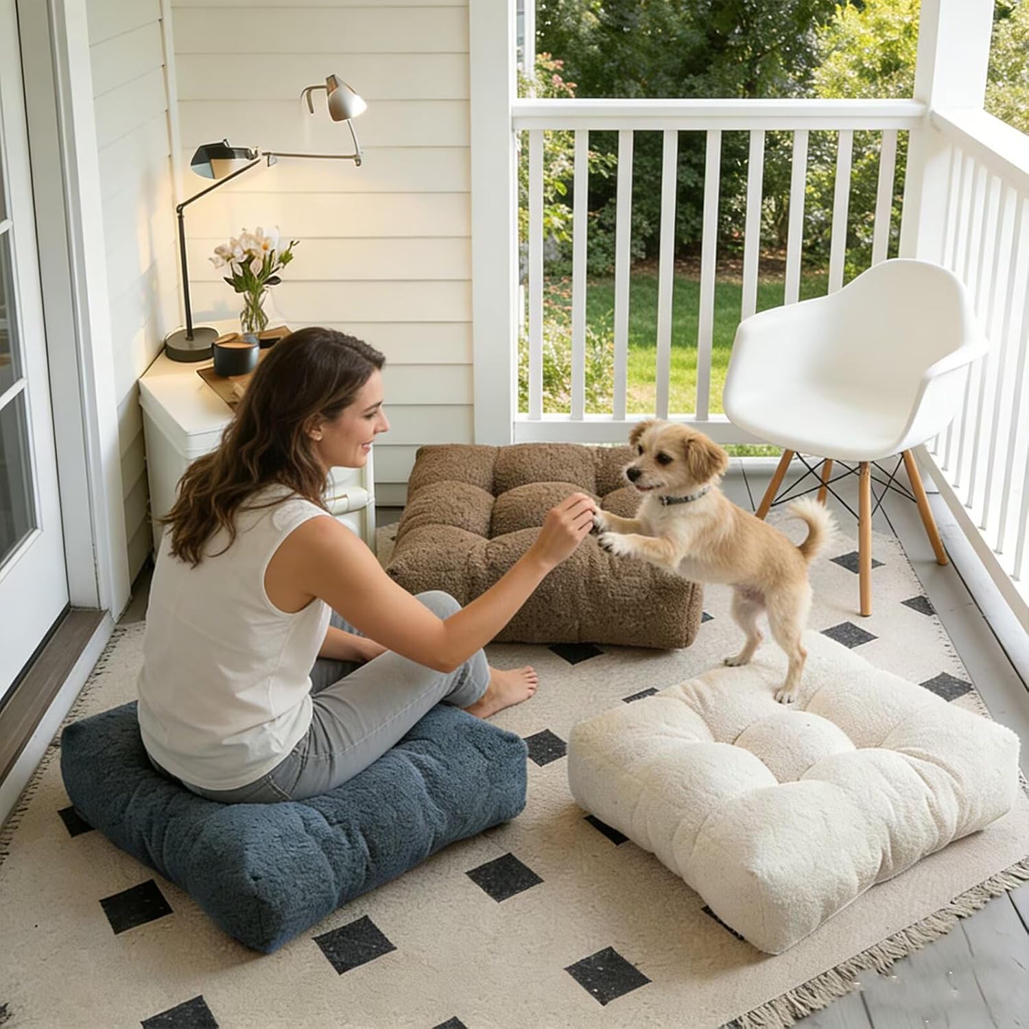 Floor Cushions for Adults Set of 2, Large Meditation Floor Pillows for Sitting on Floor, Thick Square Seat Cushions for Yoga Meditation Reading, Grey 18x18 in - Image 7