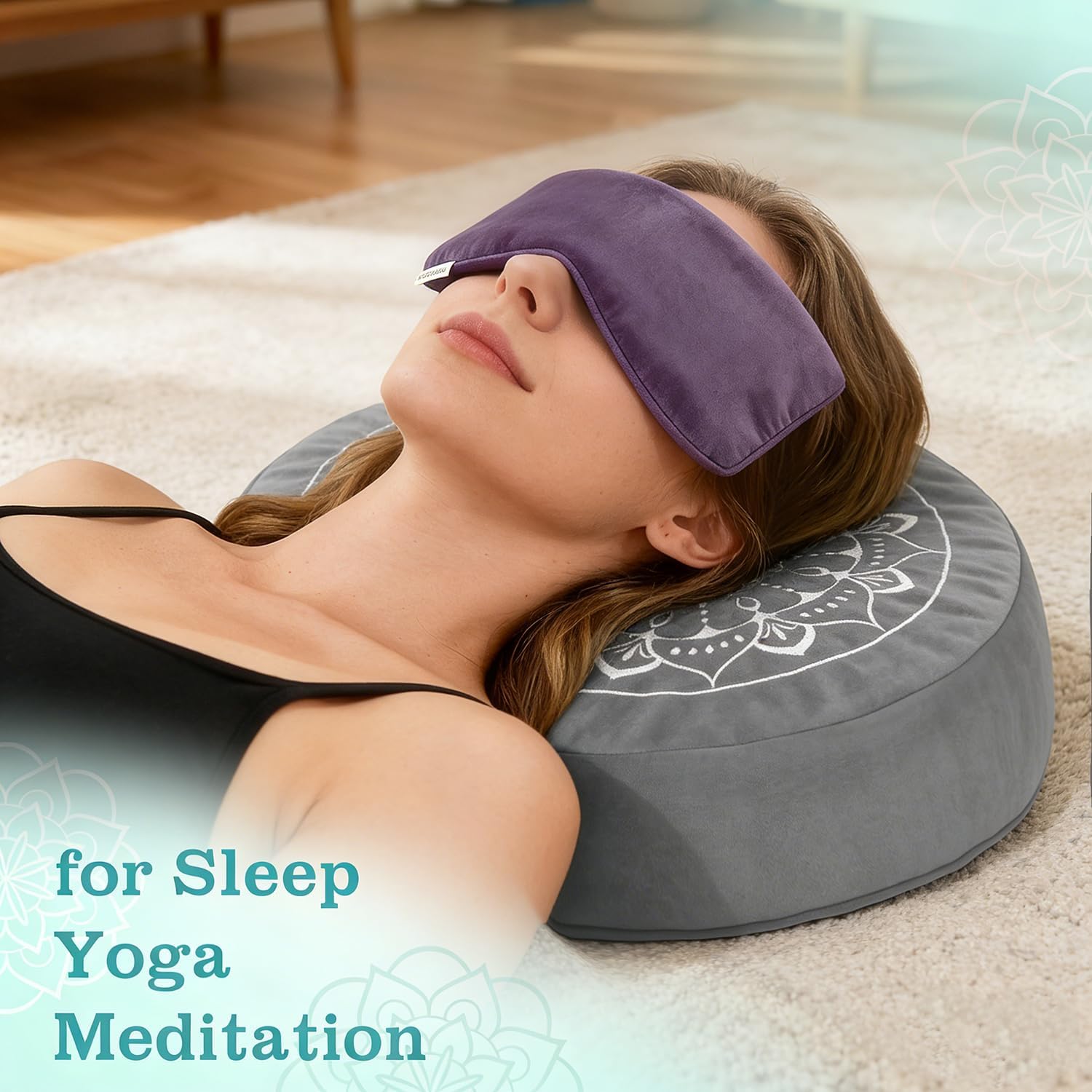 Hihealer Meditation Cushion, Traditional Tibetan Meditation Pillow Velvet Cover - Large Floor Cushion Seating for Adults - Yoga Buckwheat Bolster for Women、Moms - Image 4