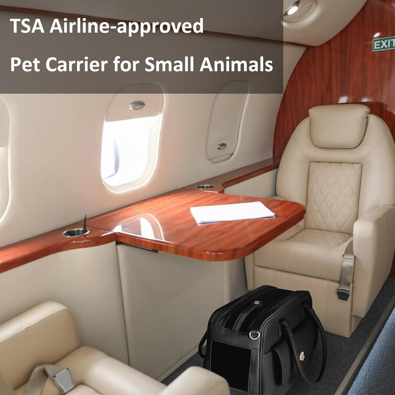 Pet Carrier Dog Purse Carrier Cat Soft-Sided Dog Carriers for Puppy Kitten, Fashion Leather Handbag Tote Travel Pet Bag for Small Dogs Cats, TSA Airline Approved (Black) - Image 7