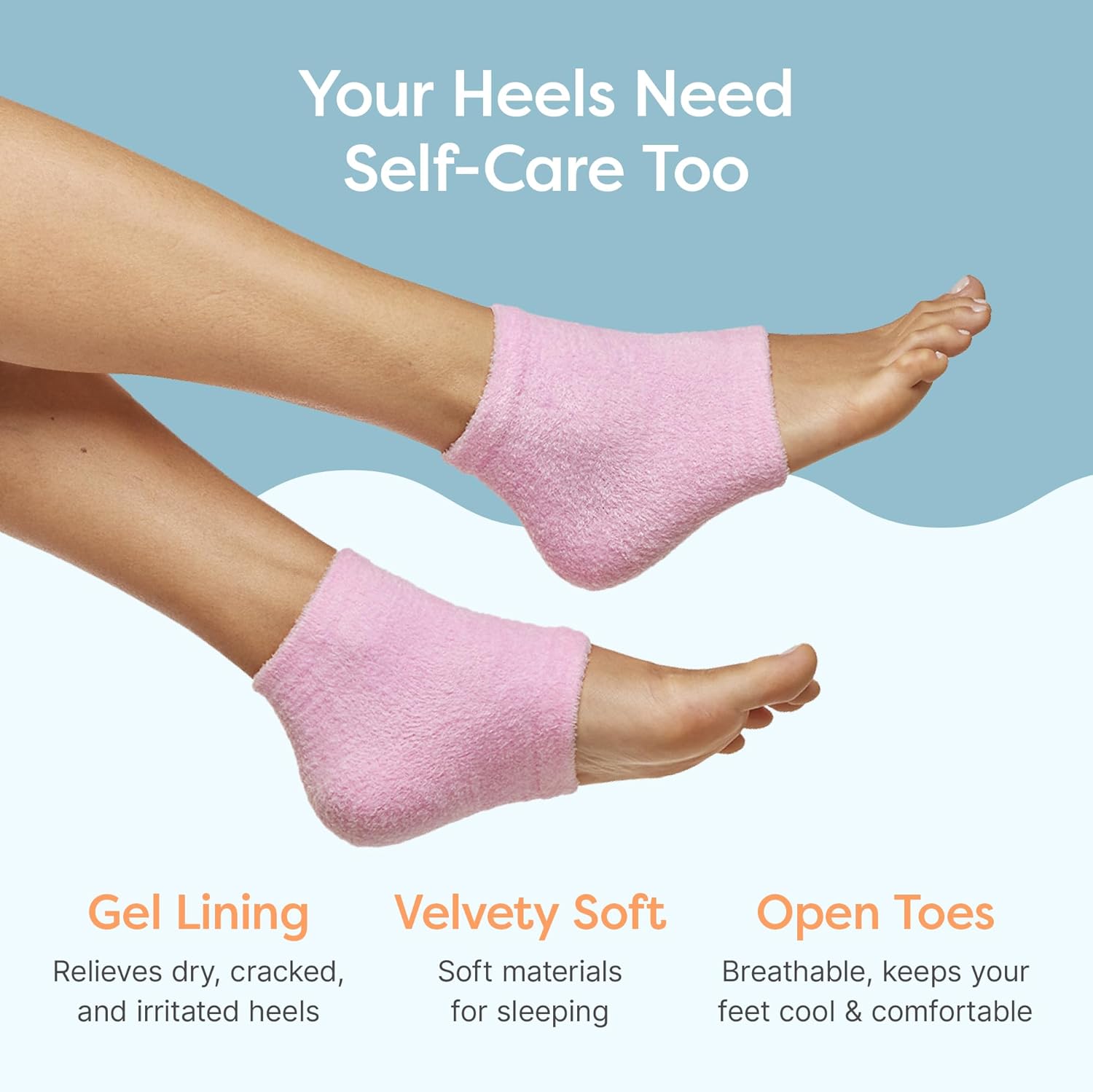 ZenToes Moisturizing Socks for Cracked Heel Treatment, Vitamin E, Olive Oil and Jojoba Oil Infused Heel Socks, Spa Gifts for Women, Mothers Day Gifts (Fuzzy Pink, Regular) - Image 5