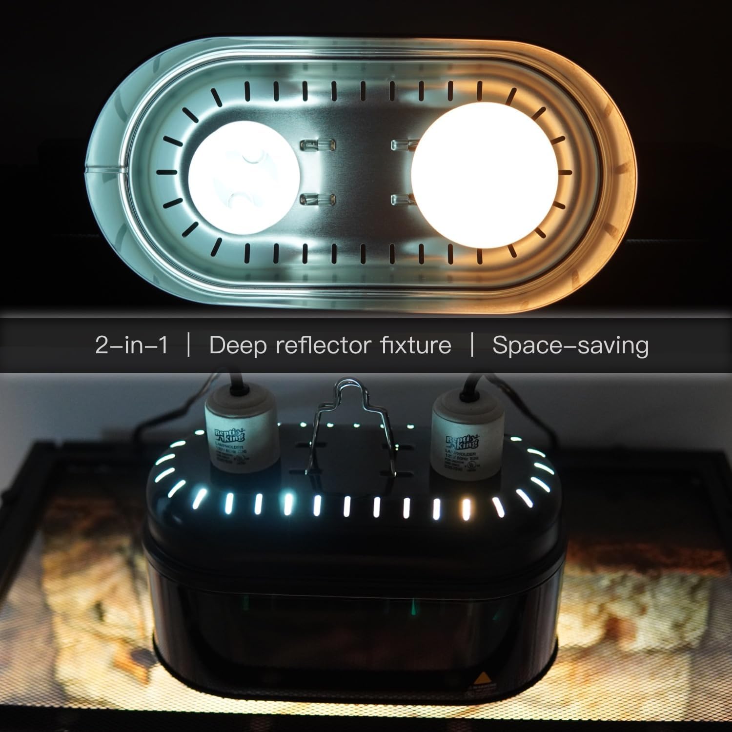 Reptile Dual Light Fixture, Double Deep Dome for Reptile Light/Heat Lamp/UVB Light, Snap-on Lamp Fixture Holder for Beared Dragon/Snake/Turtle/Lizard Tank Accessories - Image 6
