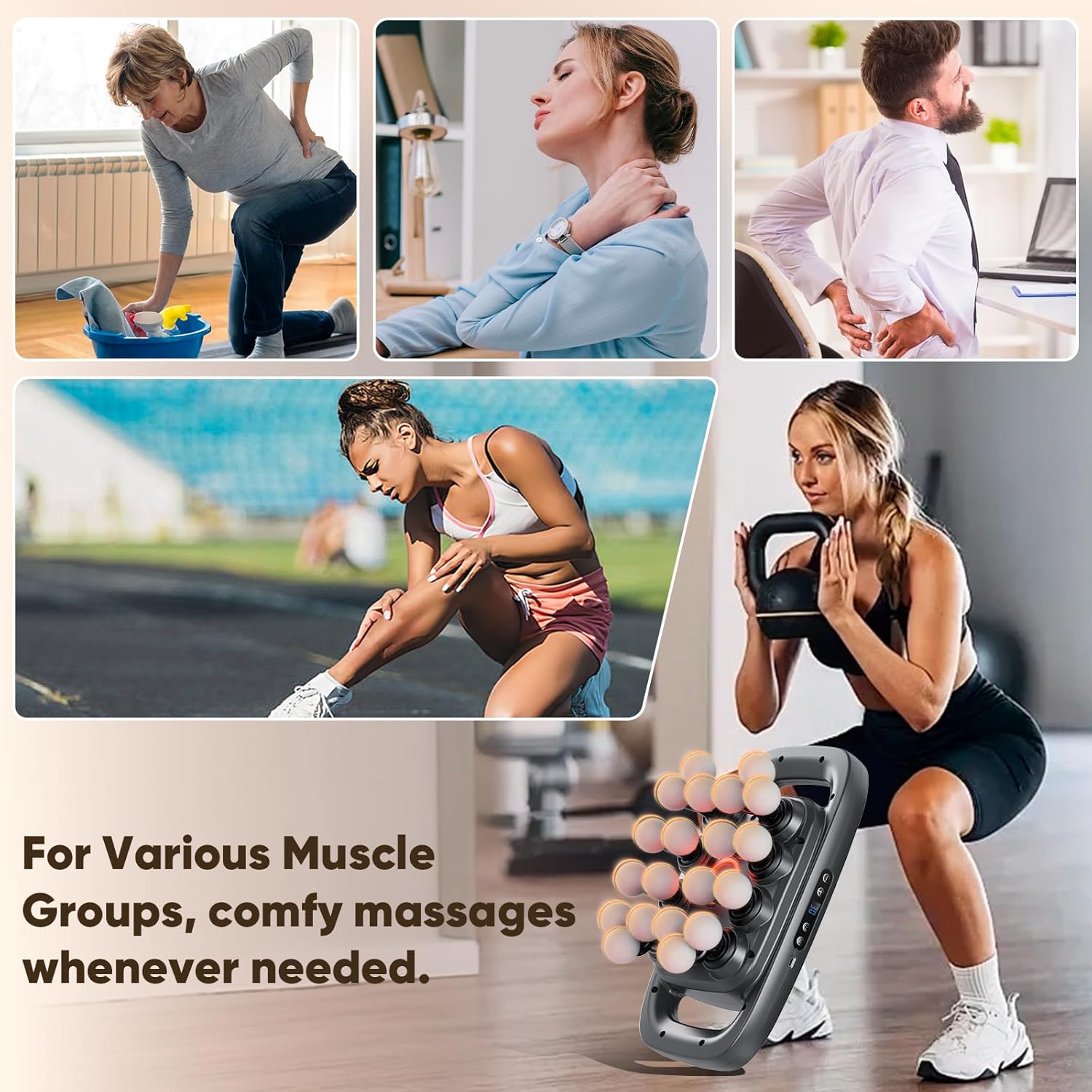 HOTU 20 Head Massage Gun Deep Tissue, Muscle Back Massager with 3 Modes & 30 Intensities, Portable Quiet Multi Mini Head Massager Gun for Hips/Legs/Waist/Shoulders/Foot Body Muscle Pain Relief - Image 8