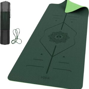 ROMIX Pro Yoga Mat Thick 6mm (1/4 inch), 72″L x 24″W Non-Slip Workout Mat with Alignment Lines, Large Yoga Mats for Women Men With Carry Bag, Exercise Mats for Home Workout Training Equipment