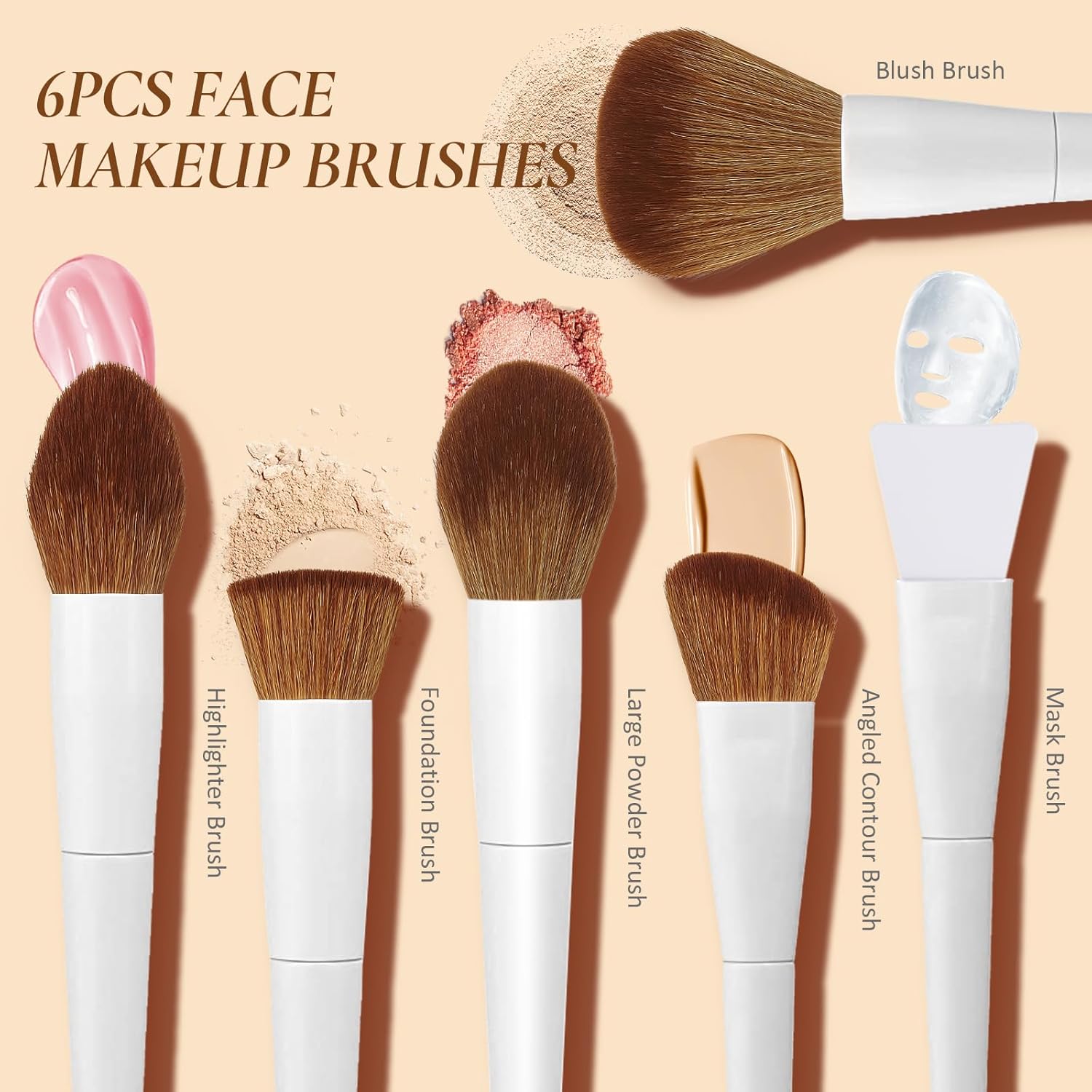 LUXBRU Makeup Brushes With Case 20PCs Professional Makeup Brush Set, Foundation Powder Eyeshadow Brush Set Eyebrow Concealer Contour Travel Brushes Kit with Holder & 2 Powder Puff-White - Image 2