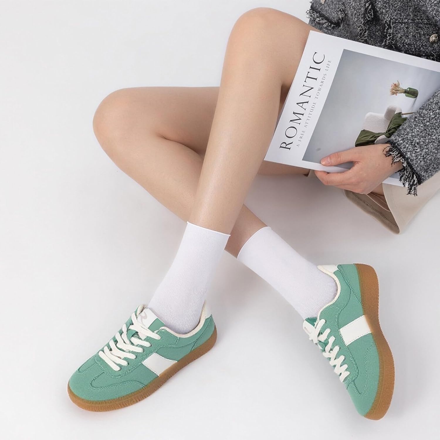 Rihero Women's Fashion Sneakers Comfortable Walking Shoes Casual Lace-Up Non Slip Sneakers - Image 2