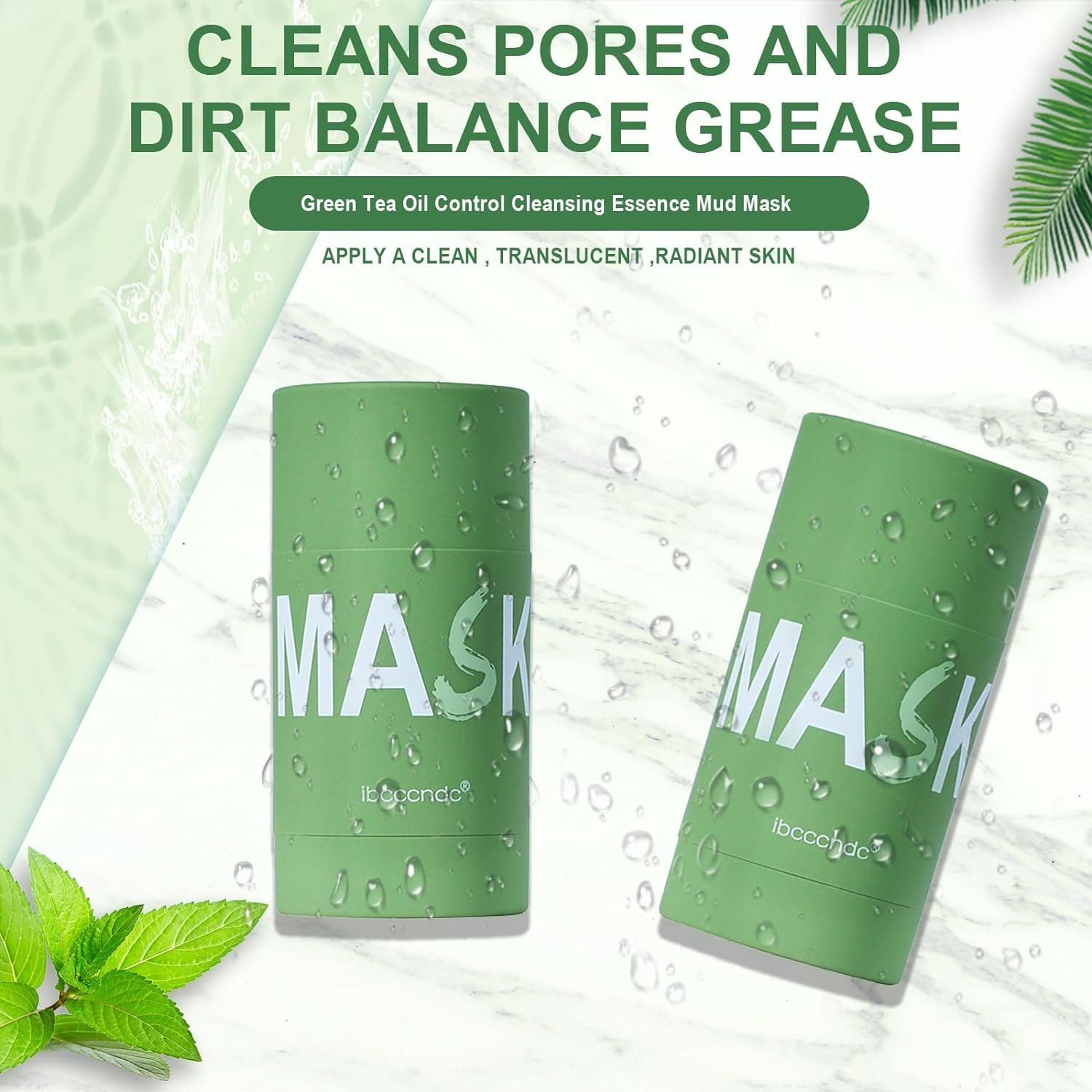 Green Tea Deep Cleanse Mask for Face,Blackhead Remover Face Mask,Poreless Deep Cleanse Mask Stick for Purifying,Moisturizing,Oil Control Reduce for Women and Men,2PCS - Image 8