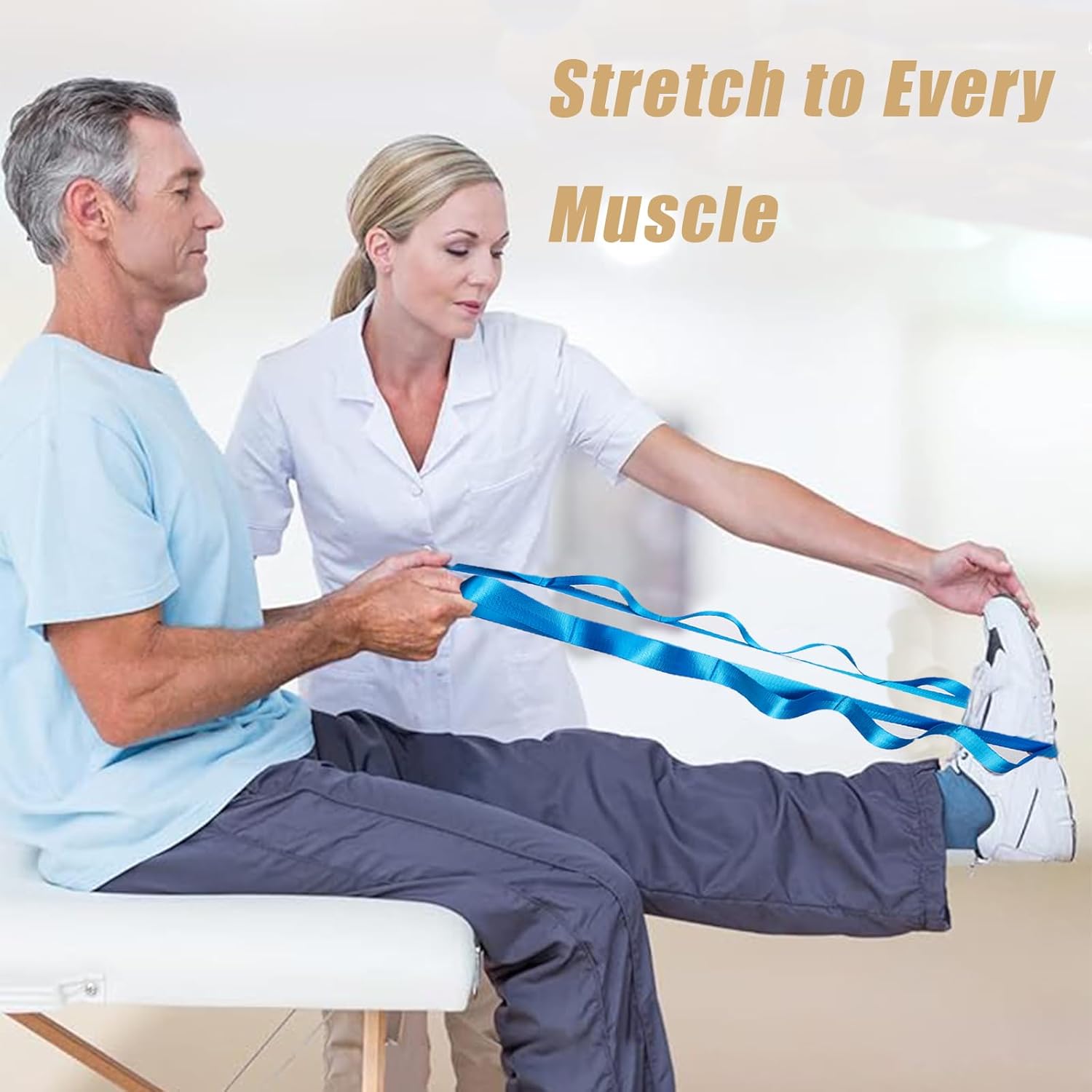 Oak-Sports Stretching Strap Yoga Strap for Physical Therapy with 10 Loops, Yoga Straps for Stretching, Upgraded Non-Elastic Stretch Band for Pilates, Dance and Gymnastics with Workout Guide - Image 6