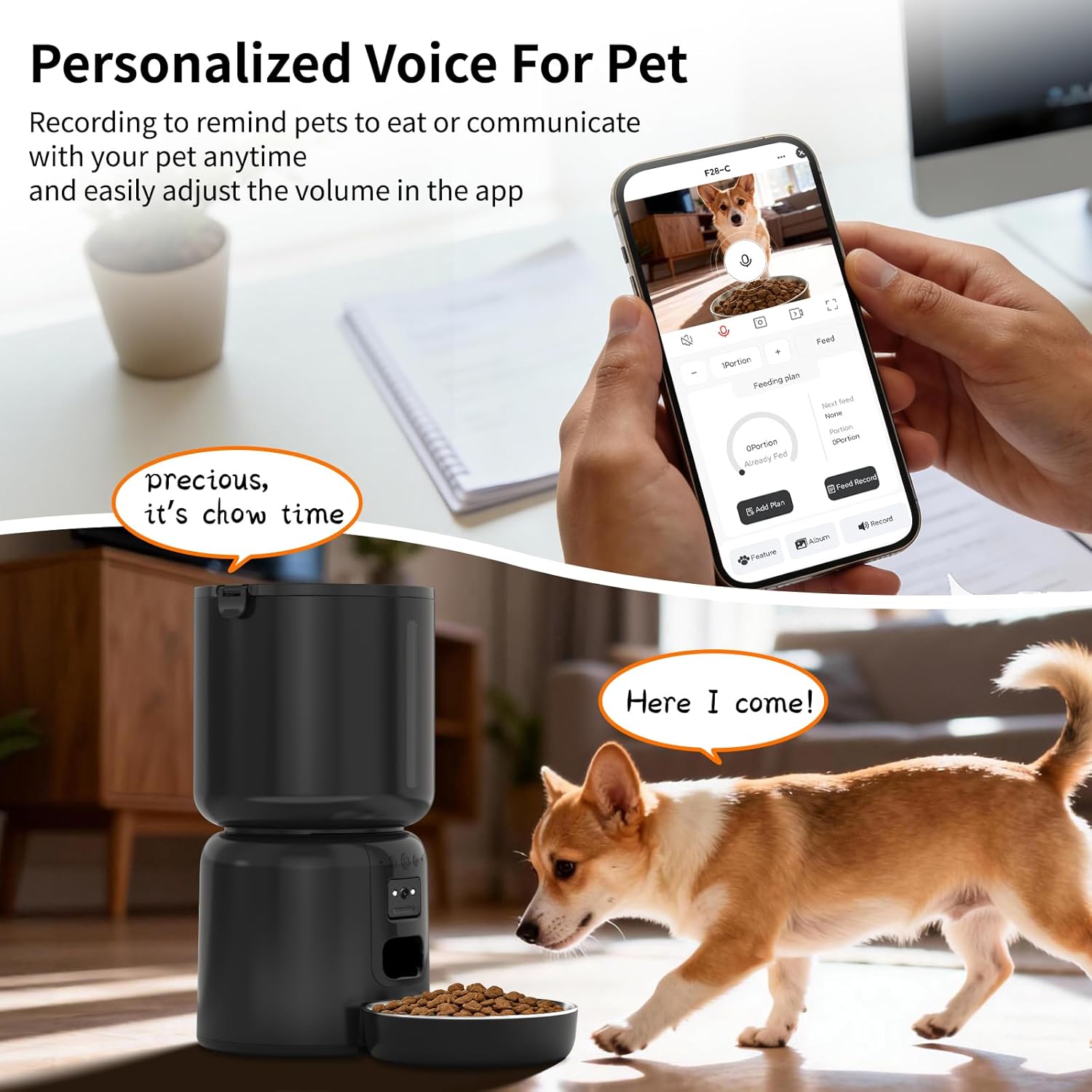 Automatic Cat Feeder and Waterer Set, 4L App Control Smart Cat Feeder with 2MP Camera, WiFi, Anti-Clog for Mix Food, 2.2L Filtered Pet Water Fountain with LED Light, Stainless Steel Bowl, Dual Power - Image 2