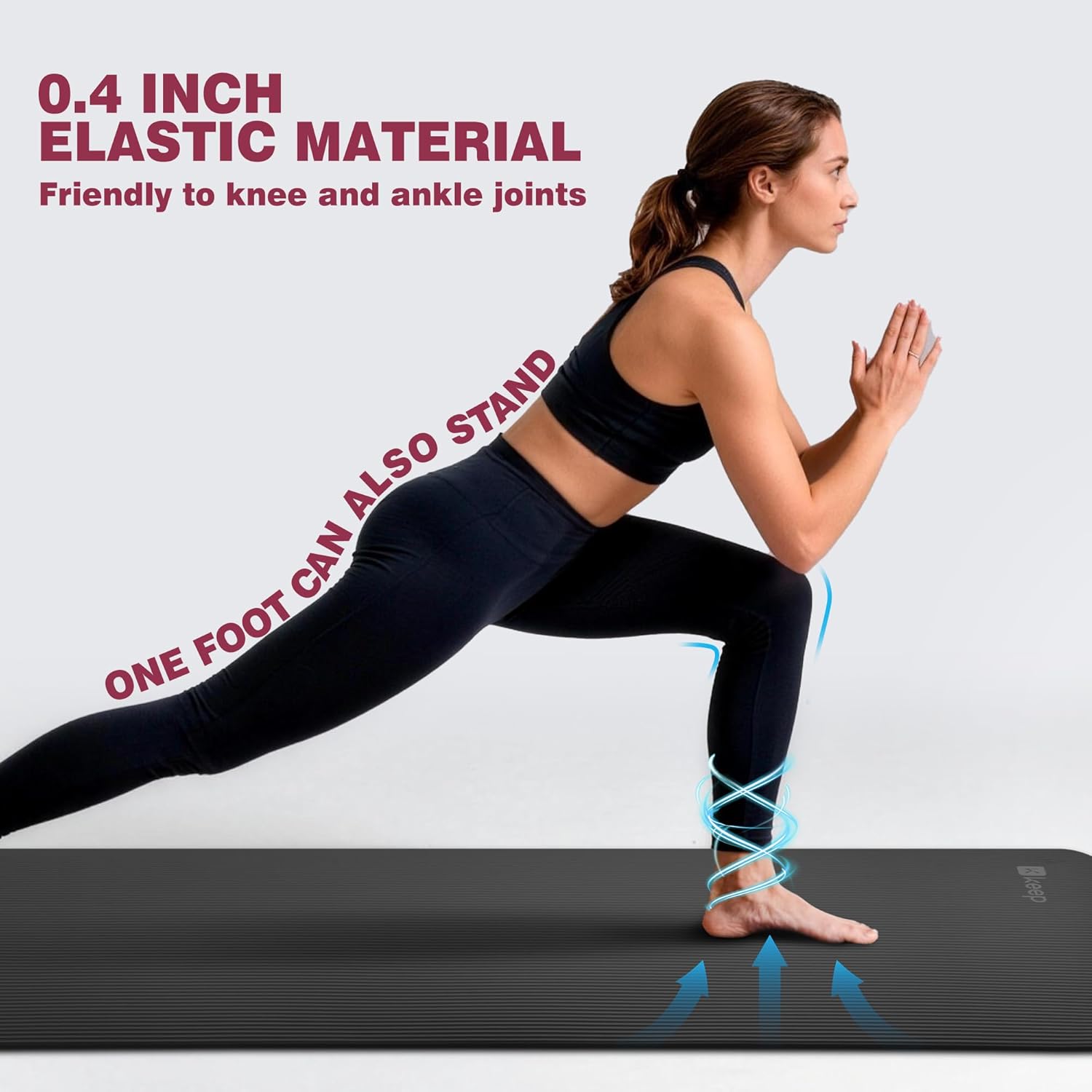 KEEP Extra Thick NBR Yoga Mat for Women & Men, 10mm Thick, 72”x24” Large Exercise Mat with Non-Slip Workout Mat for Yoga, Pilates, Stretching, Meditation – Wide & Cushioned Fitness Mat - Image 4