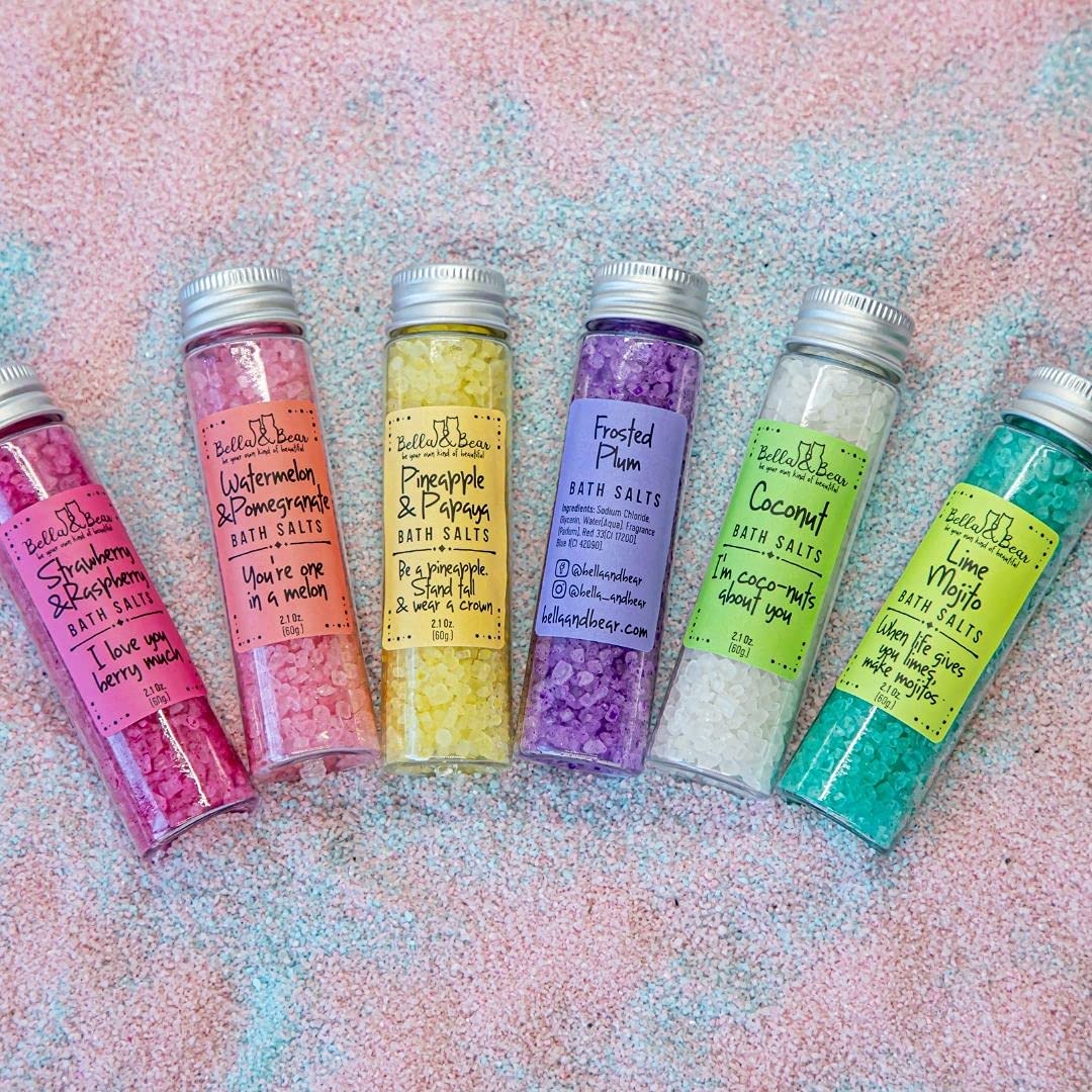 Bath Salts for Women – Relaxing Spa & Foot Soak – Bella & Bear Paradise Fruits – Fruity Scented Bath Soak Gift Set (6 Pack, 2oz) – Vegan & Cruelty-Free - Image 2