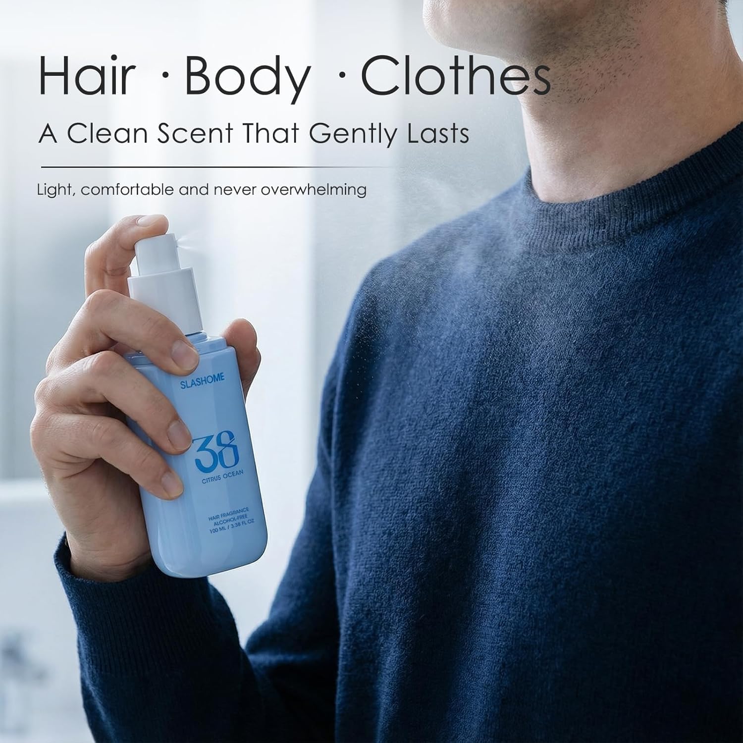 slashome Hair Perfume for Men & Women – Citrus Ocean, Alcohol-Free Moisturizing Hair & Body Mist, Long-Lasting Citrus Woody Fragrance for Hair, Wigs & Fabric, 100ml, Father’s Day & Birthday Gift - Image 7