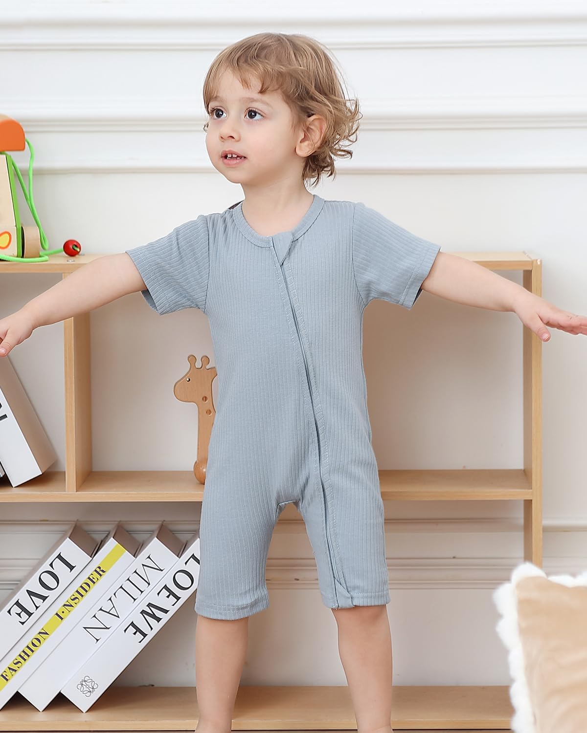 Bafeicao Baby Boy Girl 3 Pack Short Sleeve Rompers Ribbed Cotton 2 Way Zipper Solid Romper One Piece Jumpsuits Clothes - Image 2