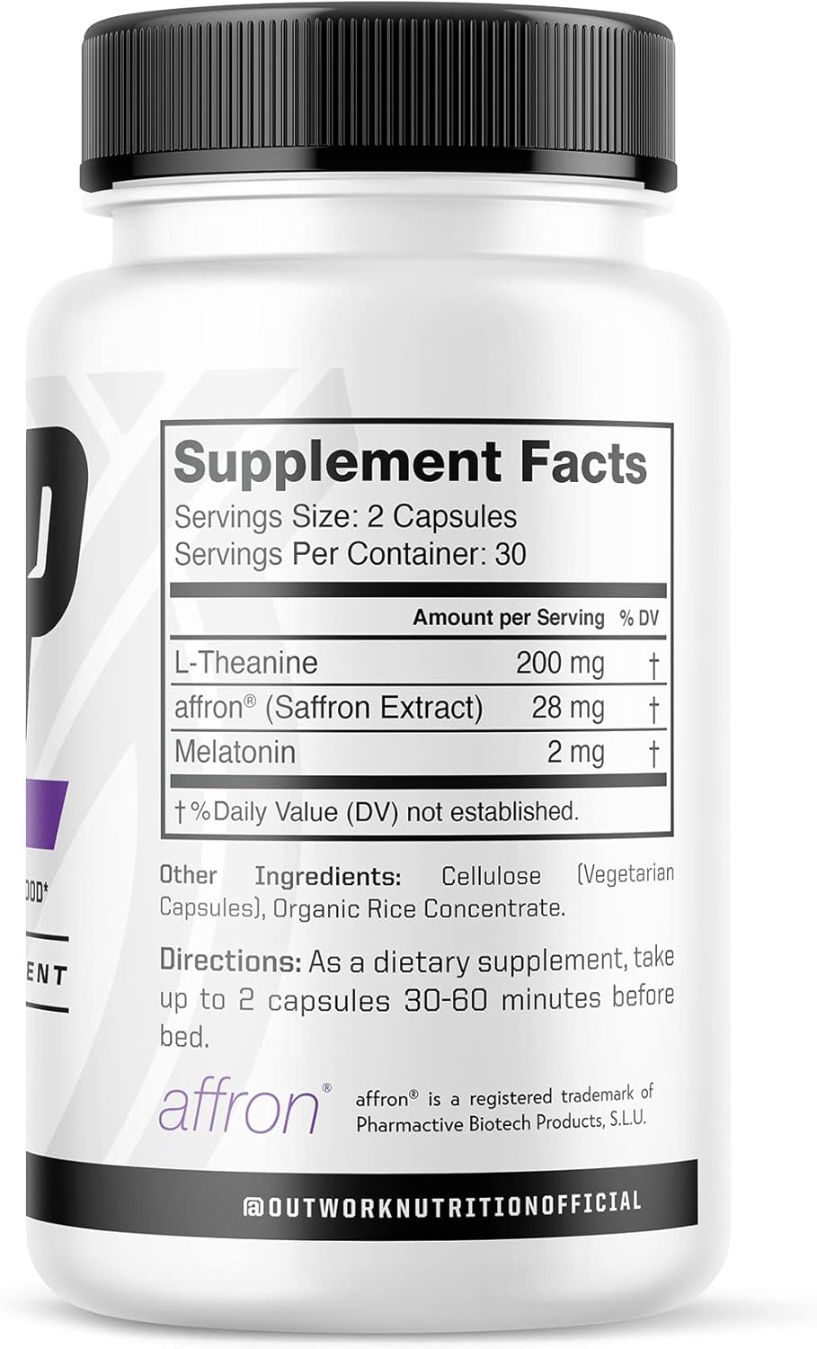 Outwork Nutrition Sleep Aid - Natural Melatonin, L-Theanine, Saffron Extract - Sleep Supplements for Adults - Boosts Sleep Quality & Time, Enhances Positive Mood - 60 Veg Capsules (Not Gummies) - Image 2