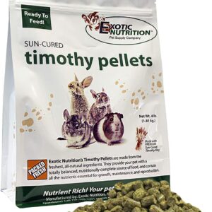 Timothy Pellets (4 lb.) – 100% All Natural, High Fiber, Sun Cured Timothy Hay Grass Food & Treat – Rabbits, Guinea Pigs, Chinchillas, Degus, Prairie Dogs, Tortoises, Hamsters, Gerbils, Rats
