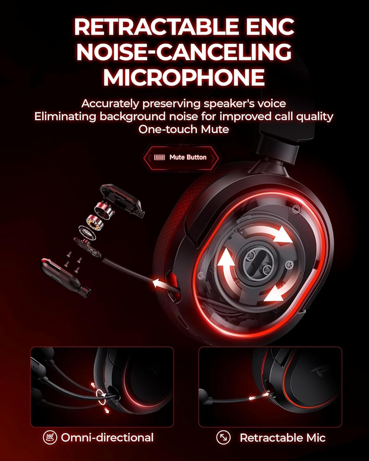 Wireless Gaming Headset, 7.1 Surround Sound, 2.4Ghz USB Gaming Headphones Bluetooth 5.4, 100-Hr Noise Canceling Mic RGB Light, Wireless Headset for PC PS5 PS4 Mac Switch, ONLY Wired Mode Suit for Xbox - Image 5