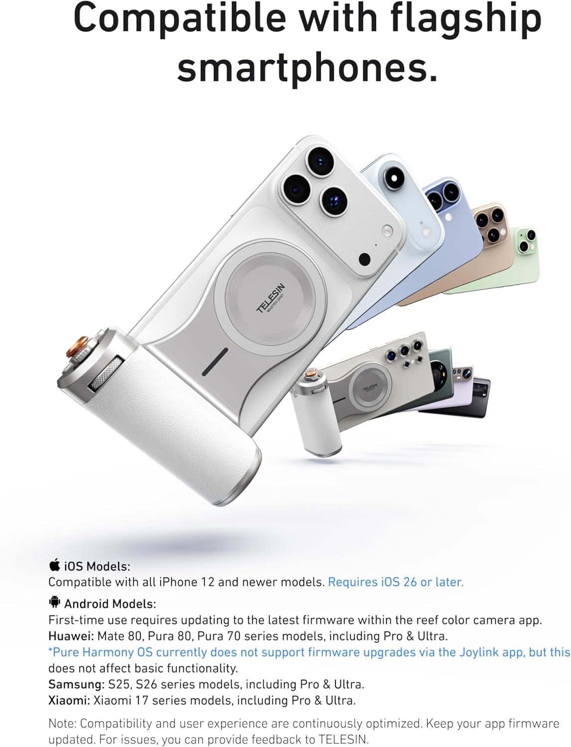 TELESIN Pro Shot Imaging Grip + Beauty Selfie Flash Light Bundle Kit | DSLR Style Feel, Ergonomic Grip, Strong Magnetic Hold | MagSafe Creator Kit for iPhone & Android | for Selfie, YouTube, Zoom Call - Image 2