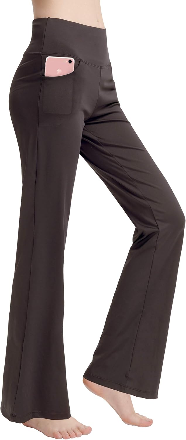 nuveti Women's Bootcut Yoga Pants Tummy Control Workout Non See-Through Bootleg Yoga Pants