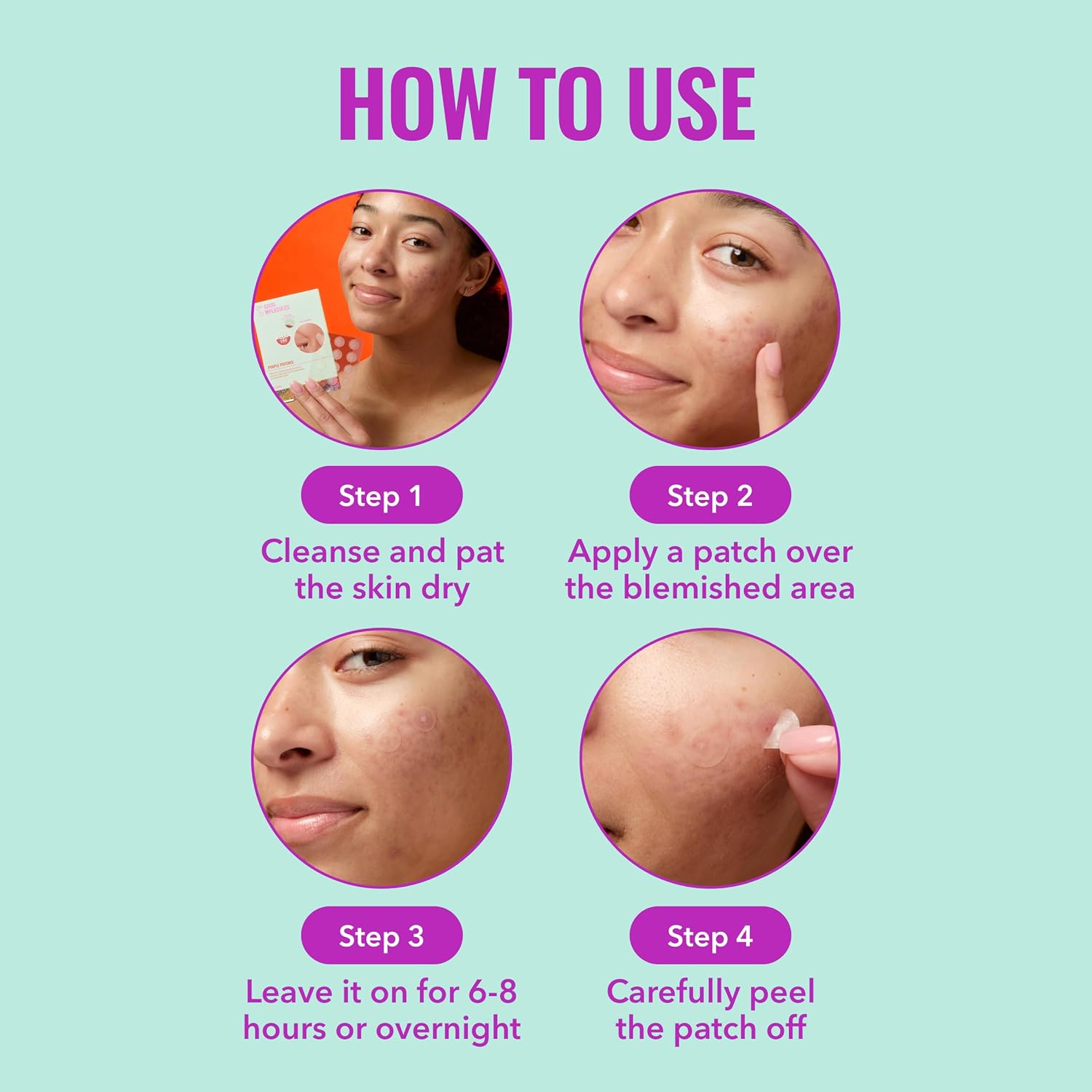 Good Molecules Pimple Patches for Face, 60 Pack – Ultra-Thin Hydrocolloid Acne & Zit Patches, Invisible Under Makeup, Clinically Tested Acne Spot Treatment - Image 5