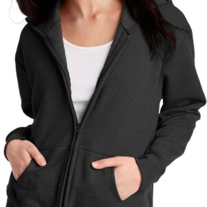 Hanes Women’s EcoSmart Full-Zip Hoodie Sweatshirt, Ebony, Medium