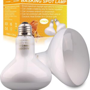 Aiicioo Reptile Basking Light Bulb – 150W Reptile Heat Lamp 2 Pack UVA Daylight Amphibians Basking Bulb for Bearded Dragon Turtle Hermit Crab Gecko Lizard Chicken