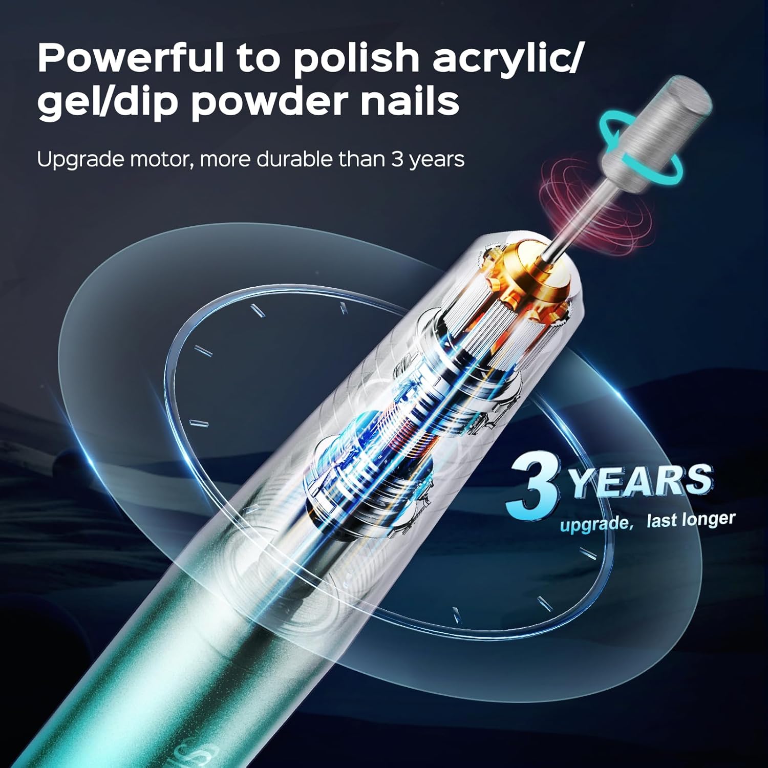 COSLUS C40 Electric Nail Drill File Professional: for Acrylic Gel Dip Powder Nails Portable Nail Machine Kit Manicure Pedicure Tools Polishing Set with Nail Drill Bits Sanding Bands Blue - Image 5
