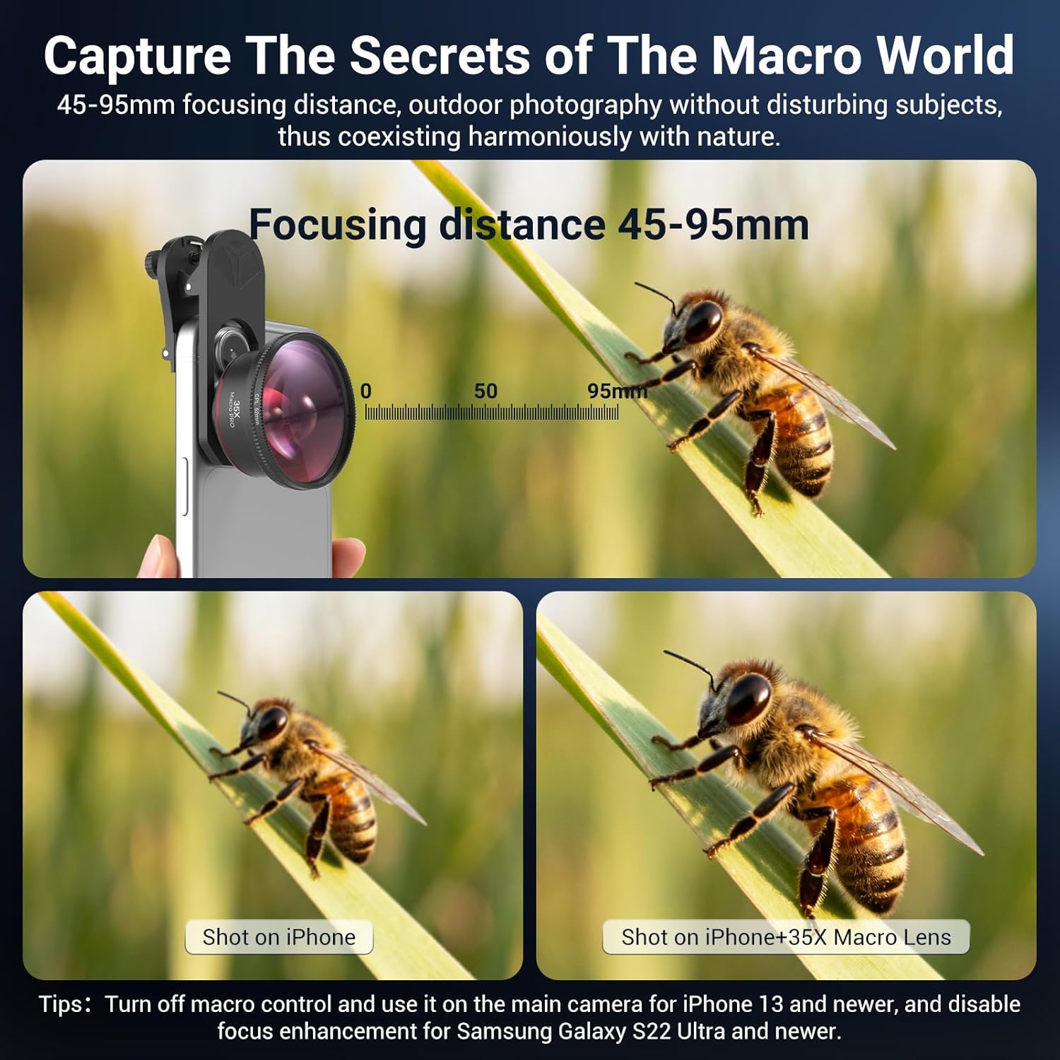35X Macro Lens Kit for Smartphone with CPL Filter, HD Magnifier Photography Lens with Universal Lens Clip, Phone Camera Lens Attachment for iPhone 17/16/15/12/11 Samsung & Android Phone - Image 5