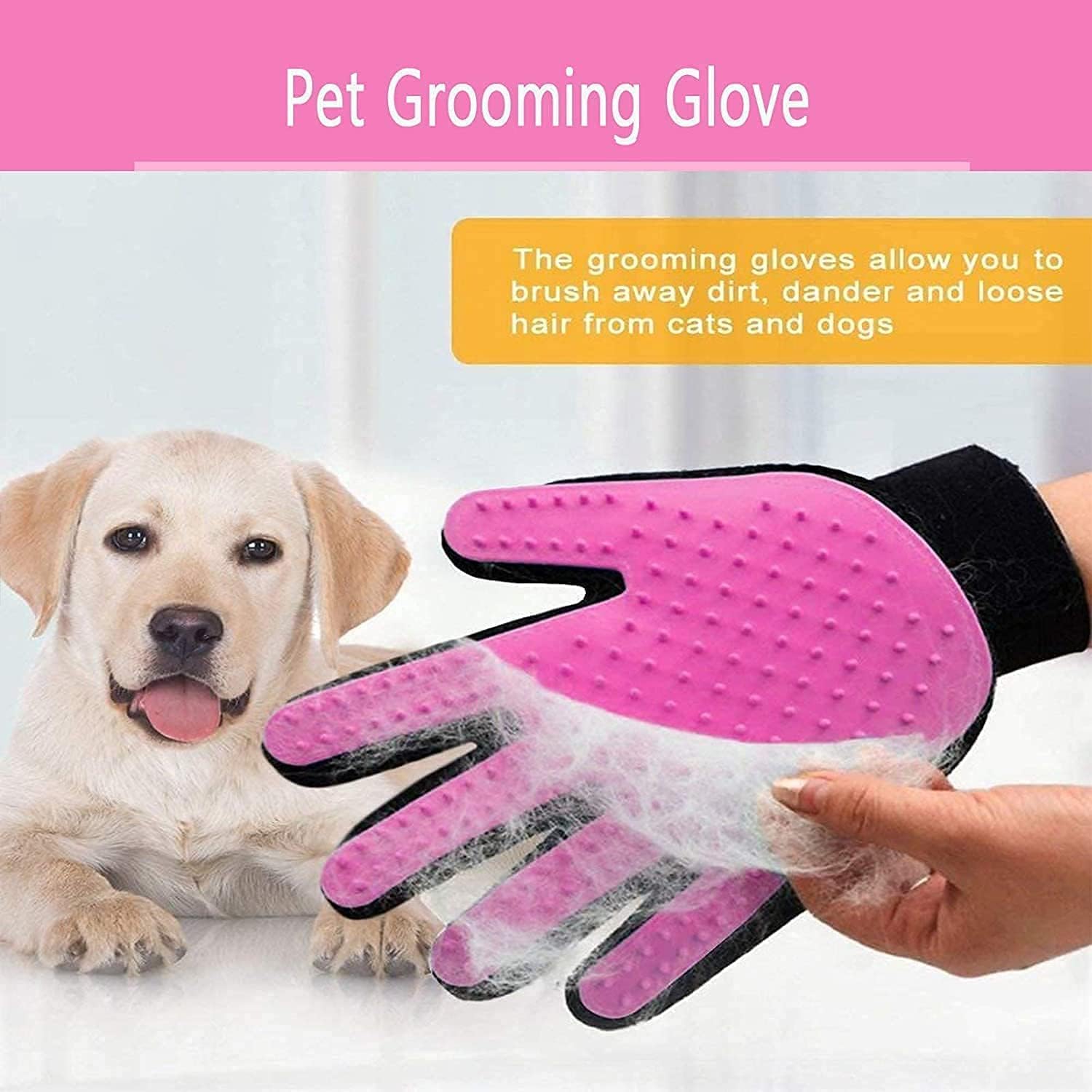 BYETOO Pet Dog Cat Grooming Glove with 261Tips,Gentle Deshedding Brush Glove,Efficient Pet Hair Remover Mitt,Massage Tool with Enhanced Five Finger Design,for Dog,Cat,Rabbit,Horse with Long/Short Fur - Image 3