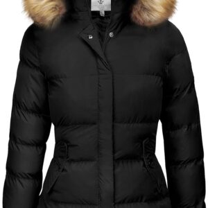 WenVen Women’s Winter Thicken Puffer Coat Warm Jacket with Faux Fur Removable Hood