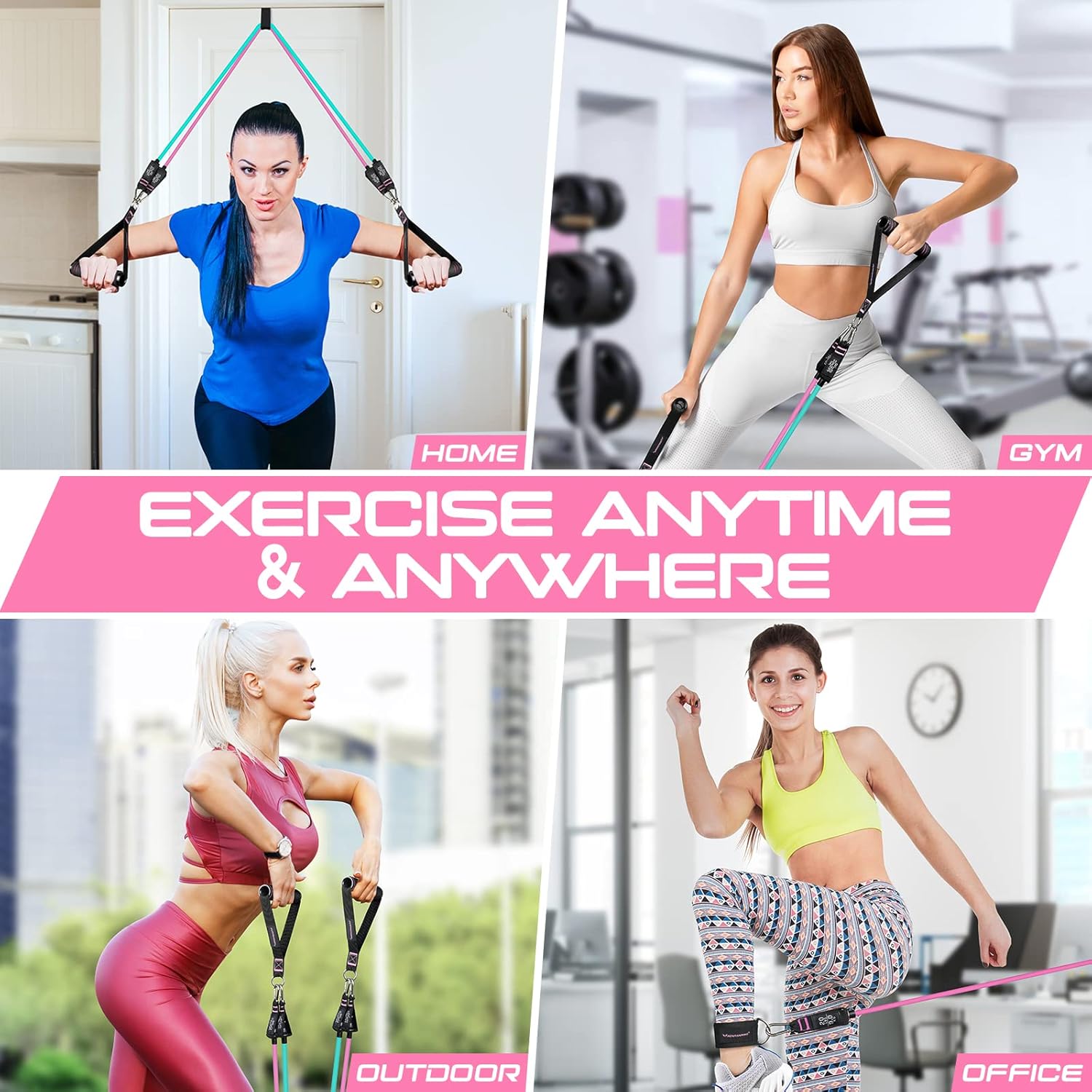 RENRANRING Resistance Bands for Working Out, 150LBS Exercise Bands, Workout Bands, Resistance Bands Set with Handles for Men Women, Legs Ankle Straps - Image 5