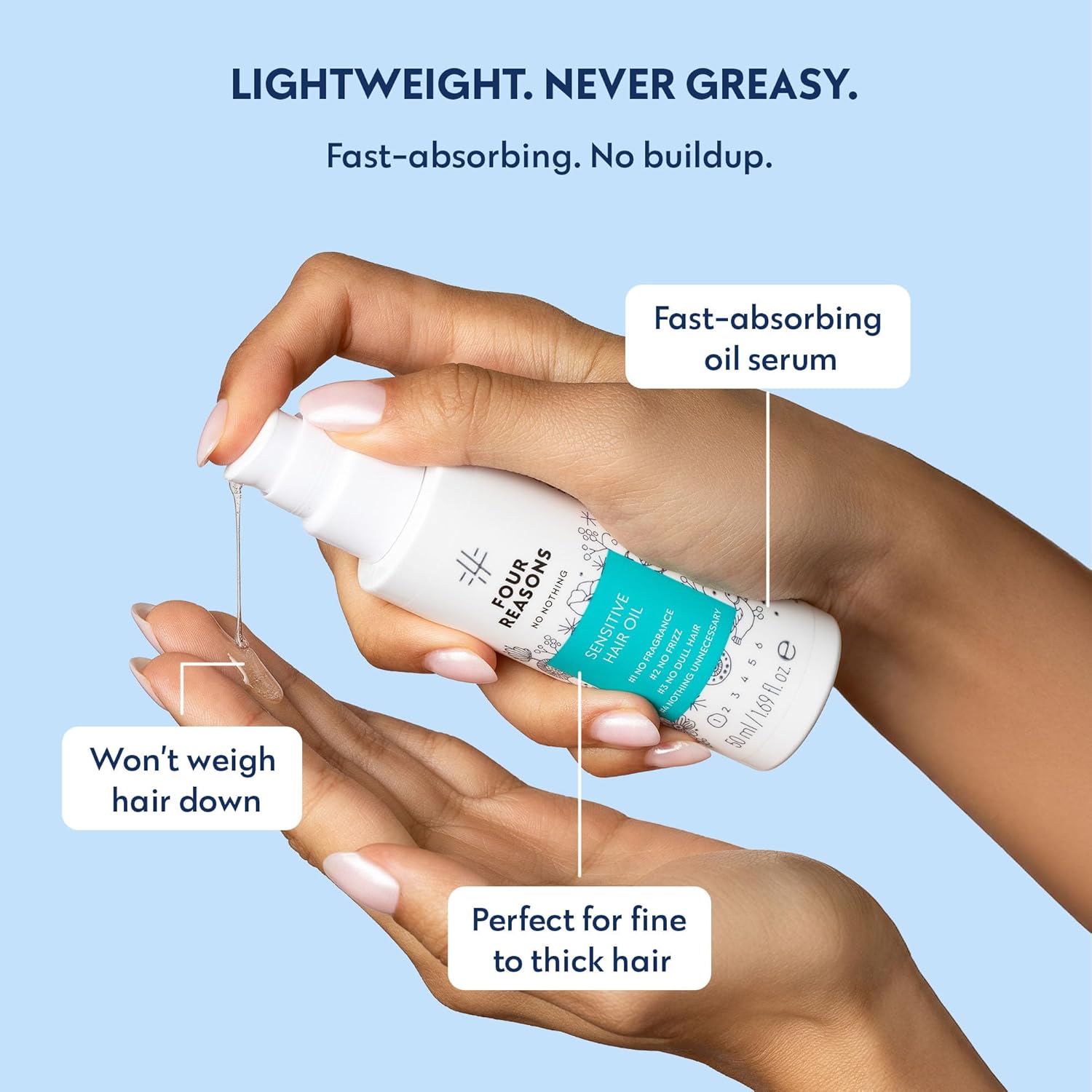 No nothing Hair Oil for Frizzy Hair, Lightweight Anti Frizz Hair Serum for Dry Hair, Frizz Control, Shine and Smoothing, Fragrance Free, Vegan and Cruelty Free, 1.7 fl oz - Image 4