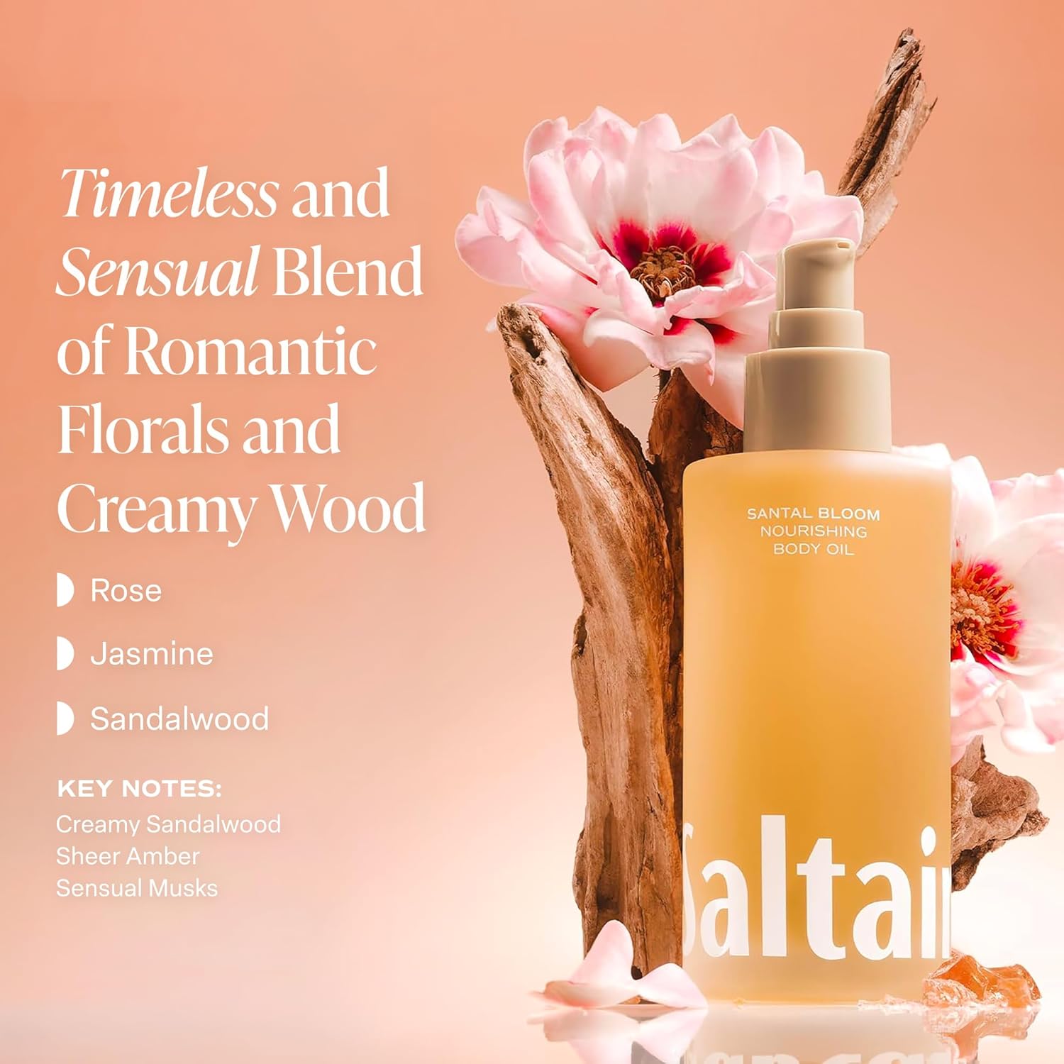 Saltair Body Oil - Luxurious Santal Bloom After Shower and Bath Oil for Women and Men. Botanical, Non-Greasy, Well-Absorbing Moisturizer for Hydrating Dry Skin – 4oz Pump Bottle - Image 2
