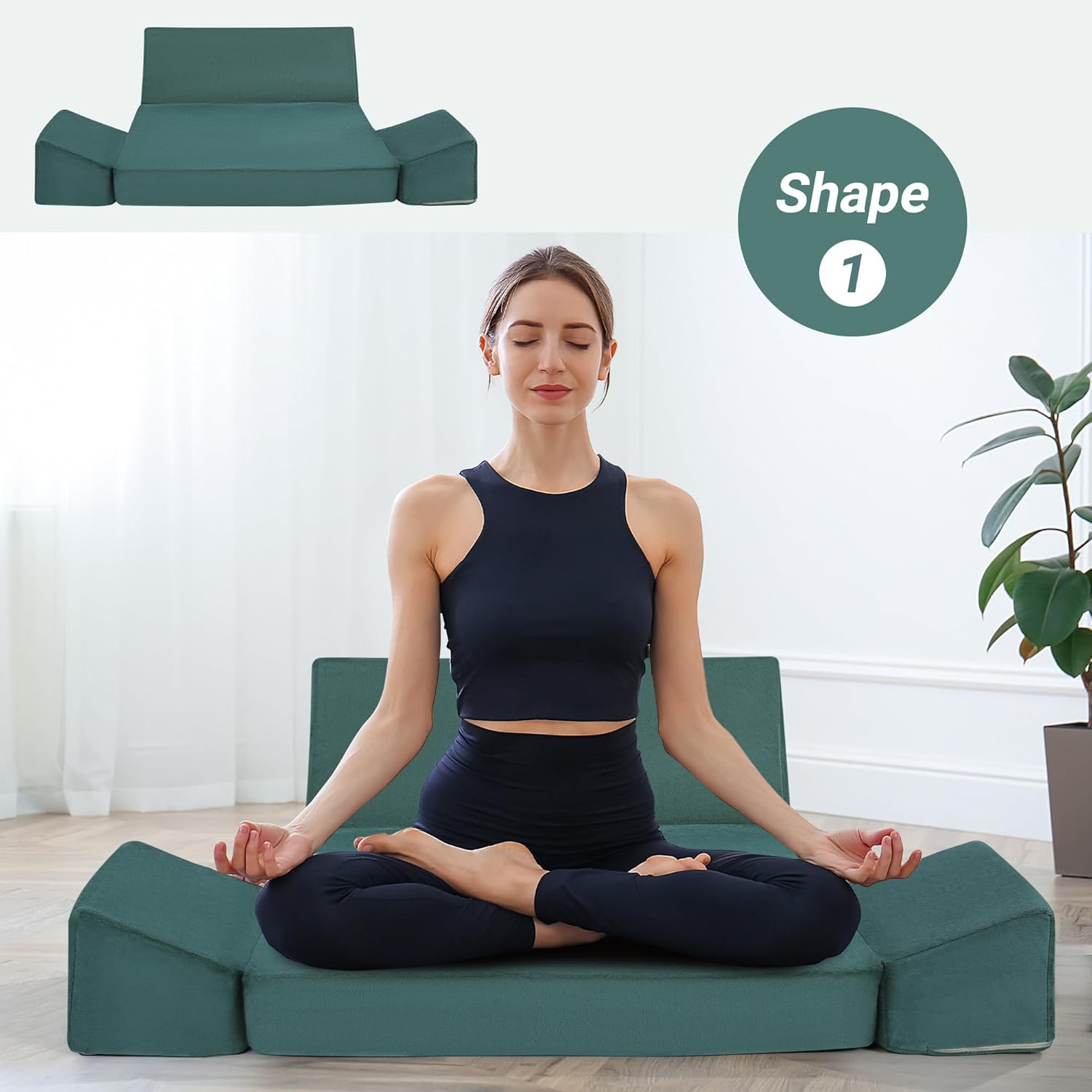 HOMBYS Large Meditation Cushion Foam Meditation Pillows for Sitting on Floor, Yoga Pillow for Adult, Meditation Mat with 2 Knee Cushions and Hip Support-3 Shapes for Different People - Image 3