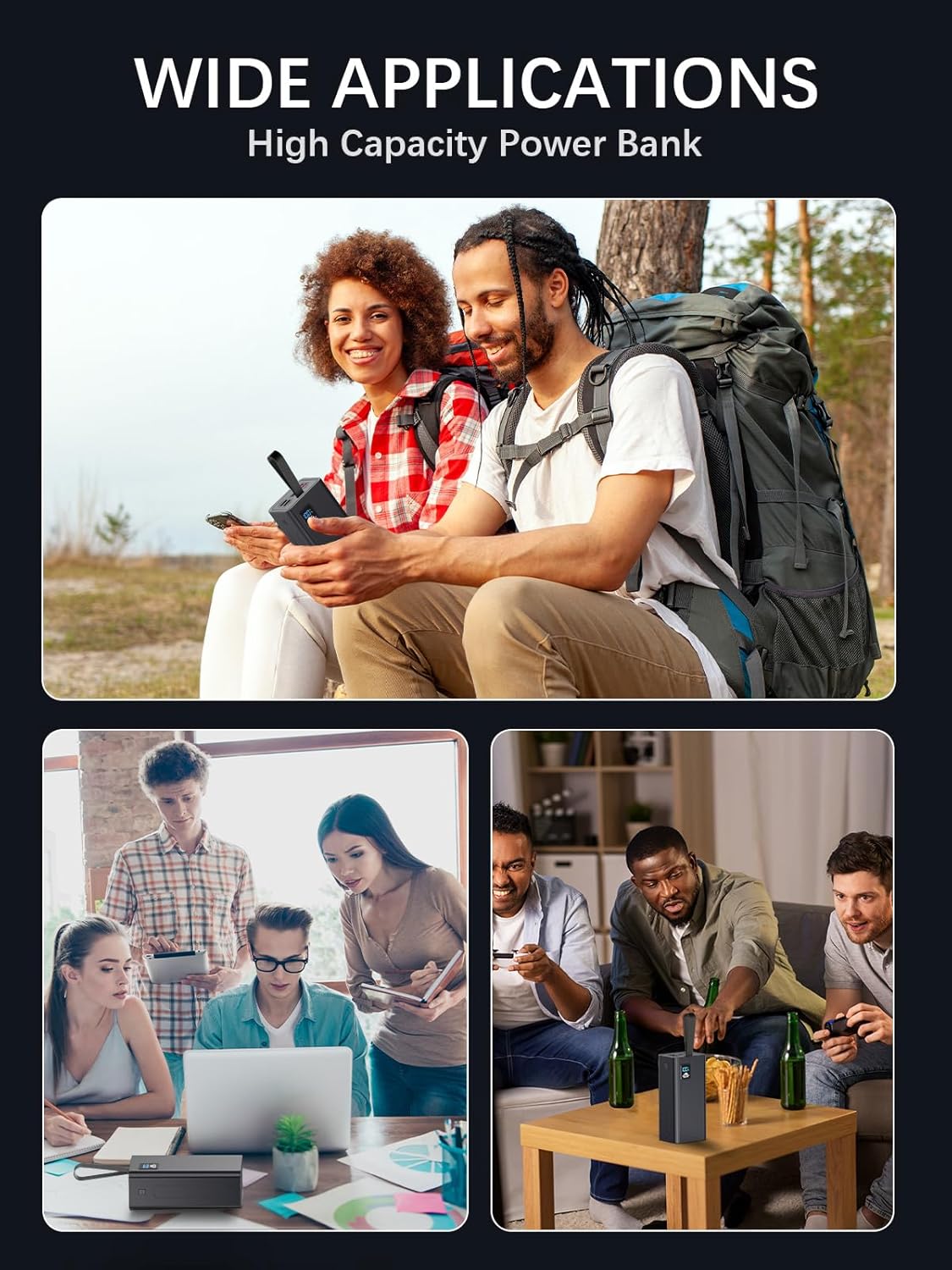 LOHAO Portable Charger Power Bank, PD 30w & QC 3.0 Fast Charging Battery Pack, 70000mah Powerbank 5 Outputs 2 Inputs Compatible with iPhone 17/16/15/14/13/12 and More - Image 6