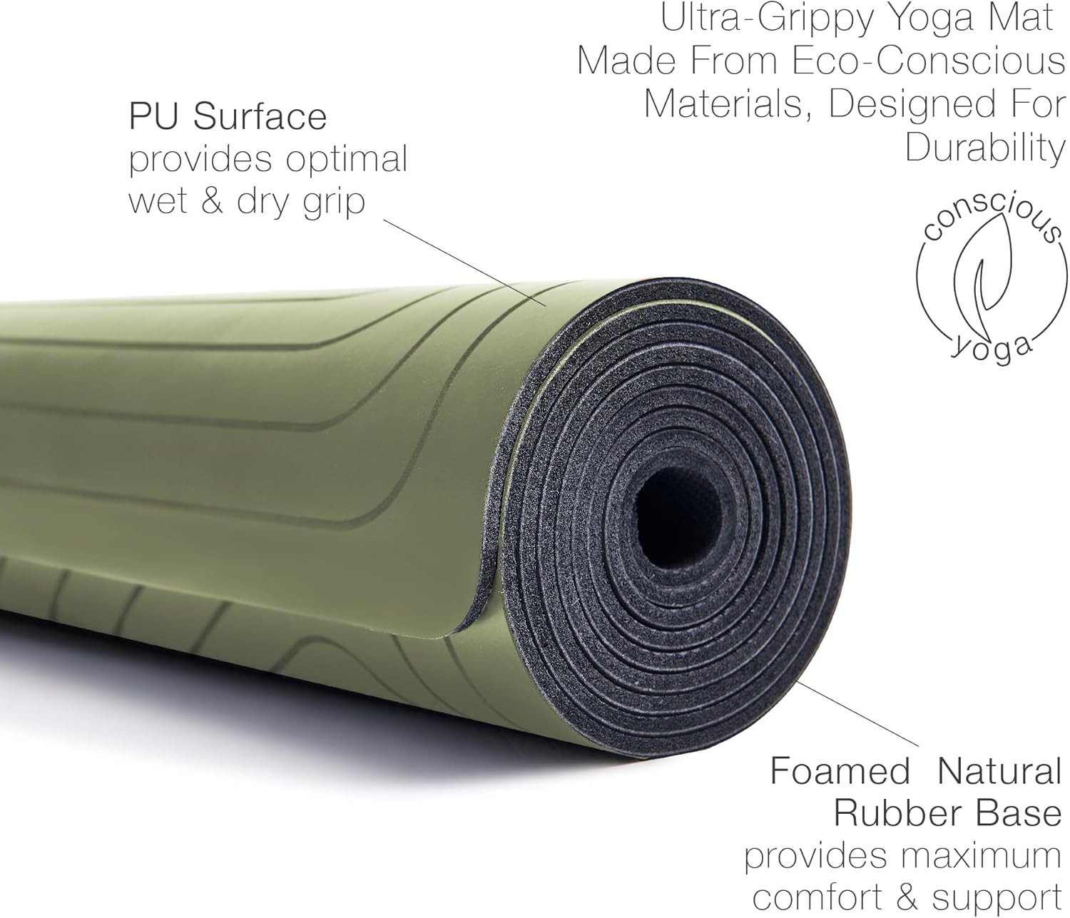 agoy PRO+ WARRIOR - Premium Non-Slip Yoga Mat – Eco-Conscious Design - PU Mat With Wet/Dry Grip+ - Focus Alignment - Lazer-Etched Technology - A Portable Standard Size Mat for All Styles of Yoga - Image 6