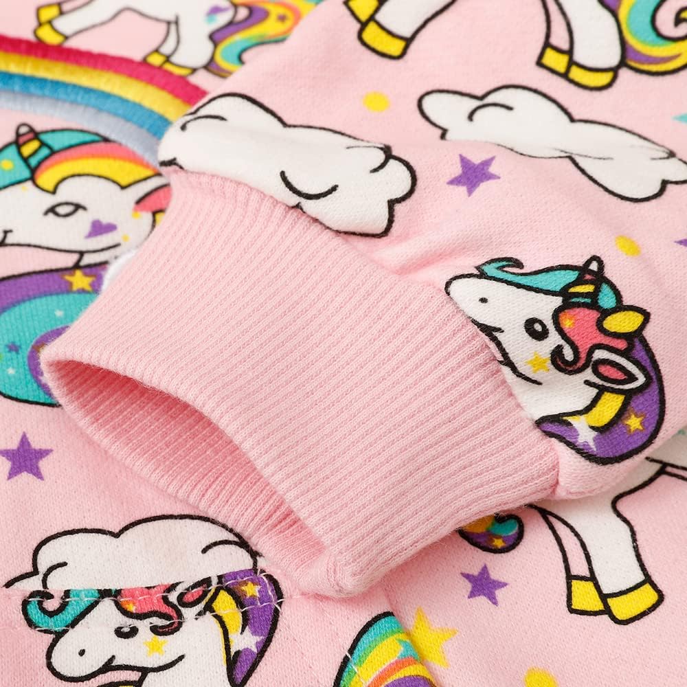 RETSUGO Girls Zip Up Hoodie Jacket Toddler Unicorn Rainbow Sweatshirt Kids Hooded Coat Casual Outerwear Size 2-7 Years - Image 6