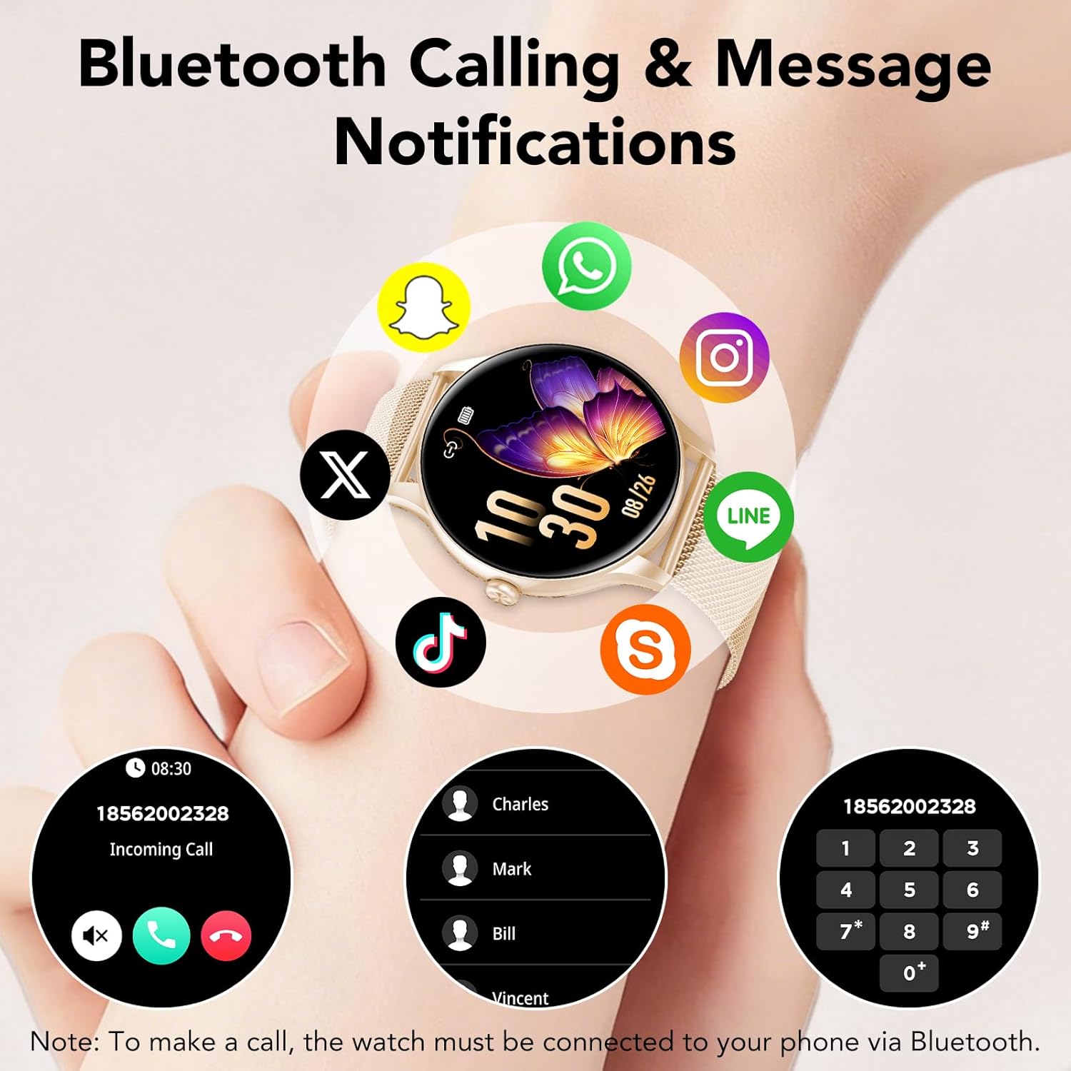 Smart Watches for Women, 1.39" HD Health Fitness Tracker with Bluetooth Calling (Answer/Make Calls), 120+ Sports Modes, Timer, IP68 Waterproof Watch for Android/iPhone - Image 3