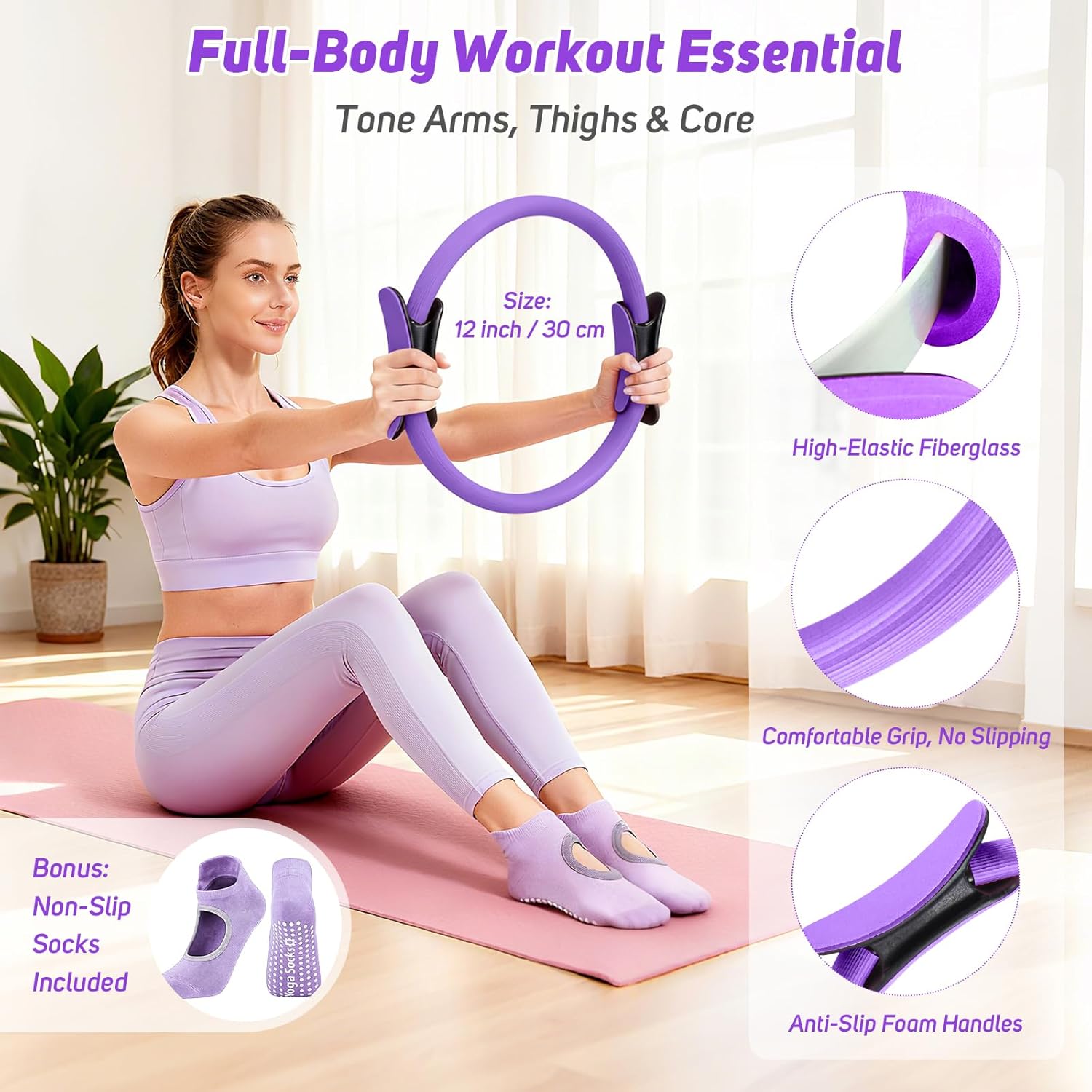 Asten Home Pilates Kit for Women: Pilates Equipment Pilates Ring and Ball Set with Resistance Bands, Core Slider, Foam Roller, Pilates Essentials Kit for Beginner Home Workout, Compact Toning Fitness - Image 2