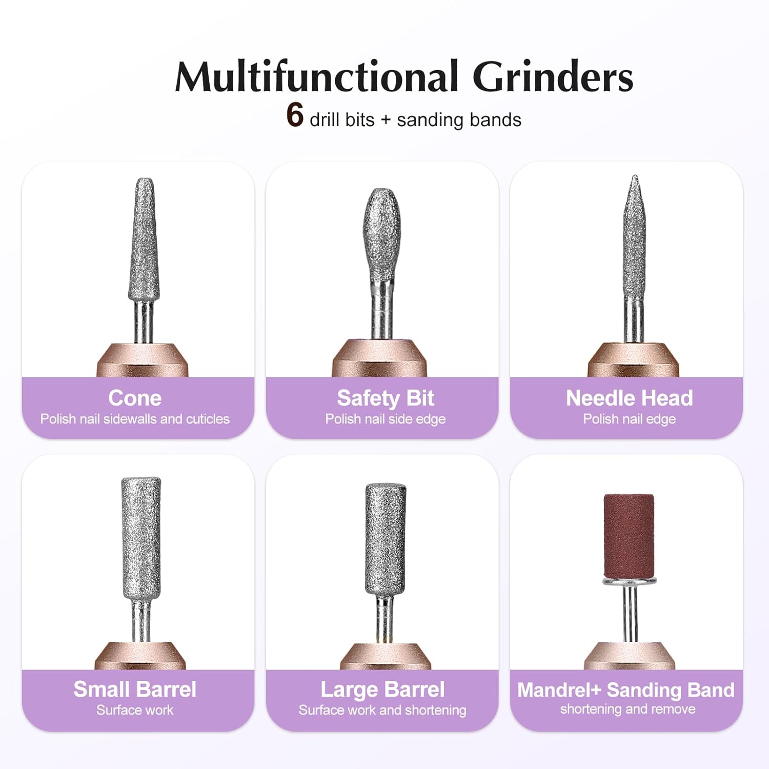 COSLUS C40 Electric Nail Drill File Professional: for Acrylic Gel Dip Powder Nails Portable Nail Machine Kit Manicure Pedicure Tools Polishing Set with Nail Drill Bits Sanding Bands - Image 7