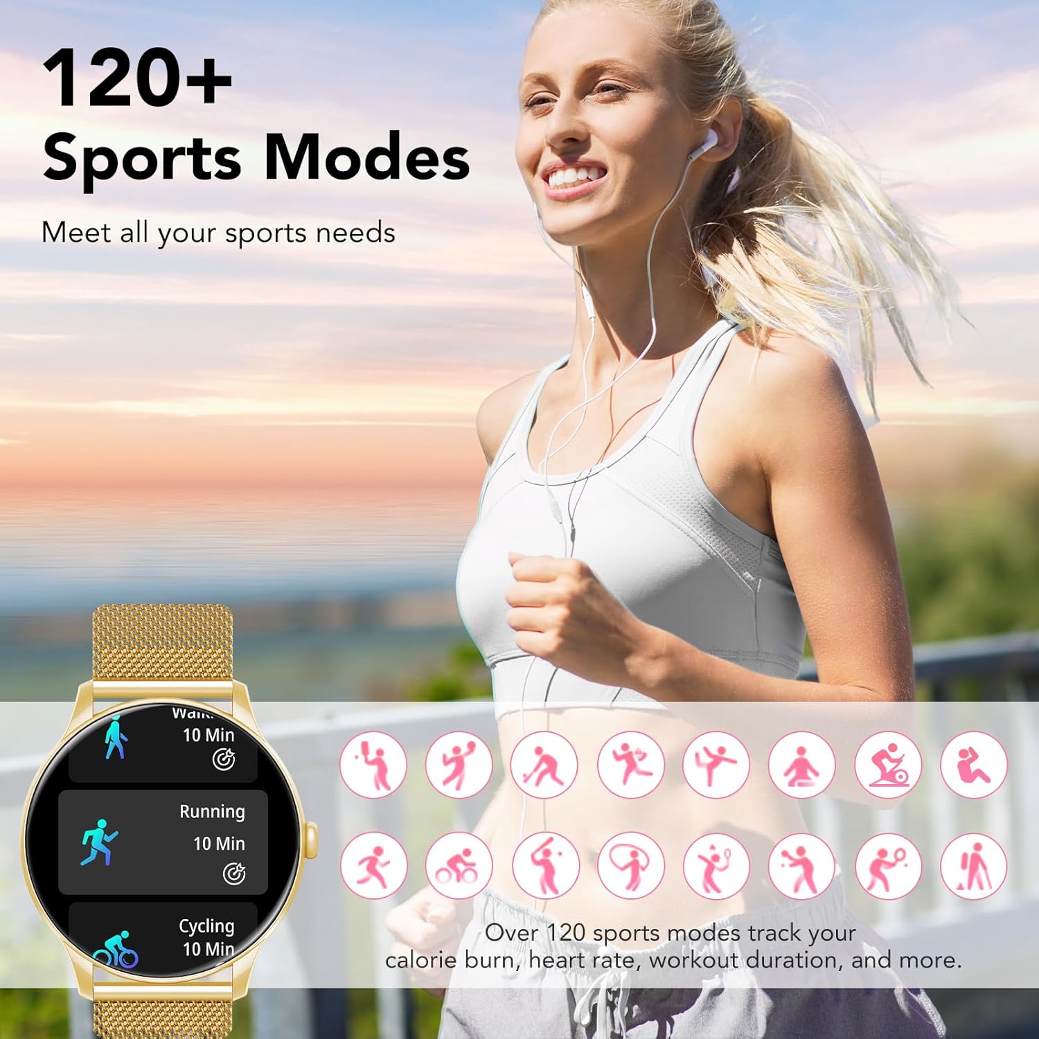 Smart Watches for Women, 1.39" HD Health Fitness Tracker with Bluetooth Calling (Answer/Make Calls), 120+ Sports Modes, Timer, IP68 Waterproof Watch for Android/iPhone - Image 4