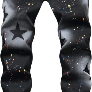 Baylvn Men’s Casual Printed Slim Fit Jeans Skinny Denim Pants