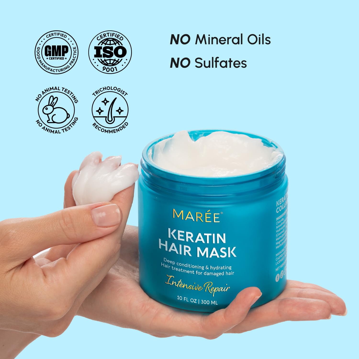 MAREE Deep Conditioning Hair Mask for Damaged Hair Treatment – Keratin Hair Care for Hydrating Growth Repair Moisturizing – Dry Curly Color Refreshing – Tratamiento Mascarilla Para el Cabello Seco - Image 9