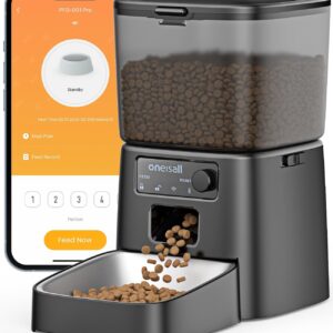 oneisall Automatic Cat Feeder, WiFi Cat Food Dispenser with App Control, Auto Cats Feeder Automatic for Dry Food, Smart Pet Food Dispenser with Portion Control for Small Pets Indoor