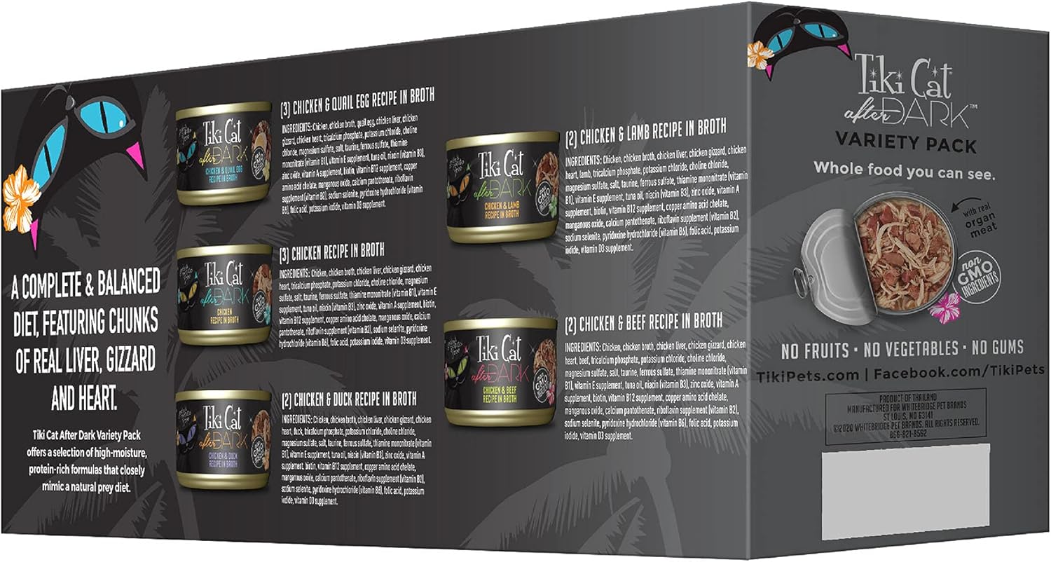 Tiki Cat After Dark Wet Cat Food, Variety Pack, 2.8 oz. Cans (12 Count) - Image 2