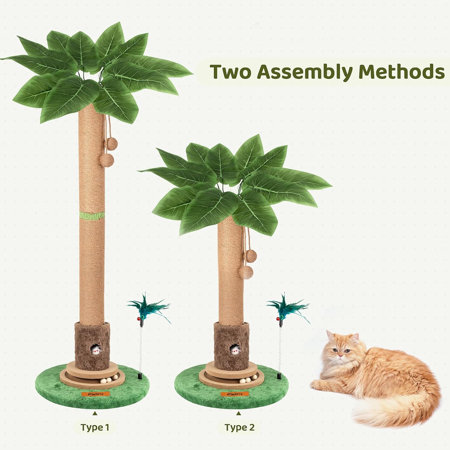 Cat Scratching Post, Famifit 39" Nature Sisal Cat Scratch Post for Indoor Cats, Large Cat Scratcher with Cat Toy Mouse Hole & Interactive Wooden Ball for Kittens Adults Cats - Image 8