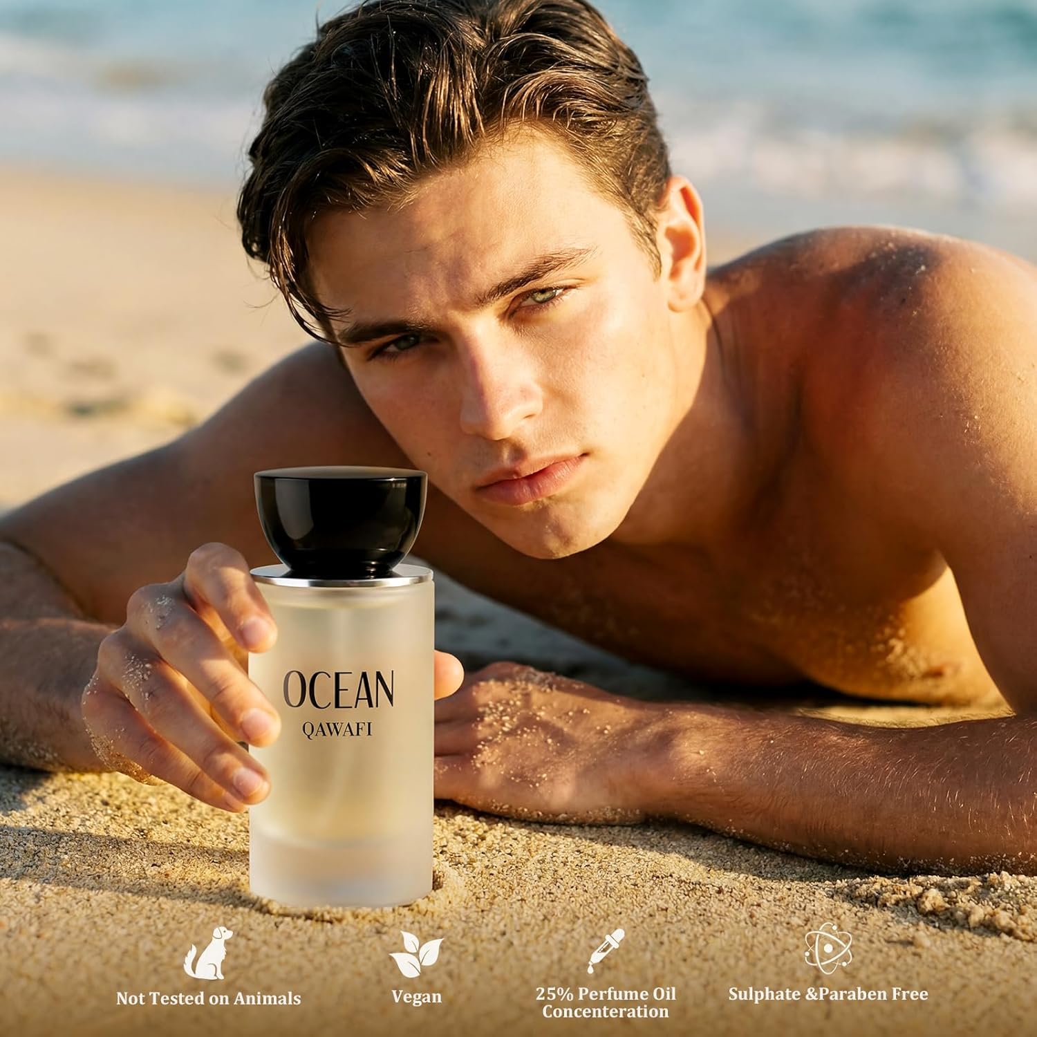 OCEAN Eau de Parfum for Men 1.7oz / 50ml – Fresh Marine Citrus & Clean Woody Musk Cologne, Long Lasting Light Blue Summer Fragrance, Modern Masculine Scent, Vegan - Image 5