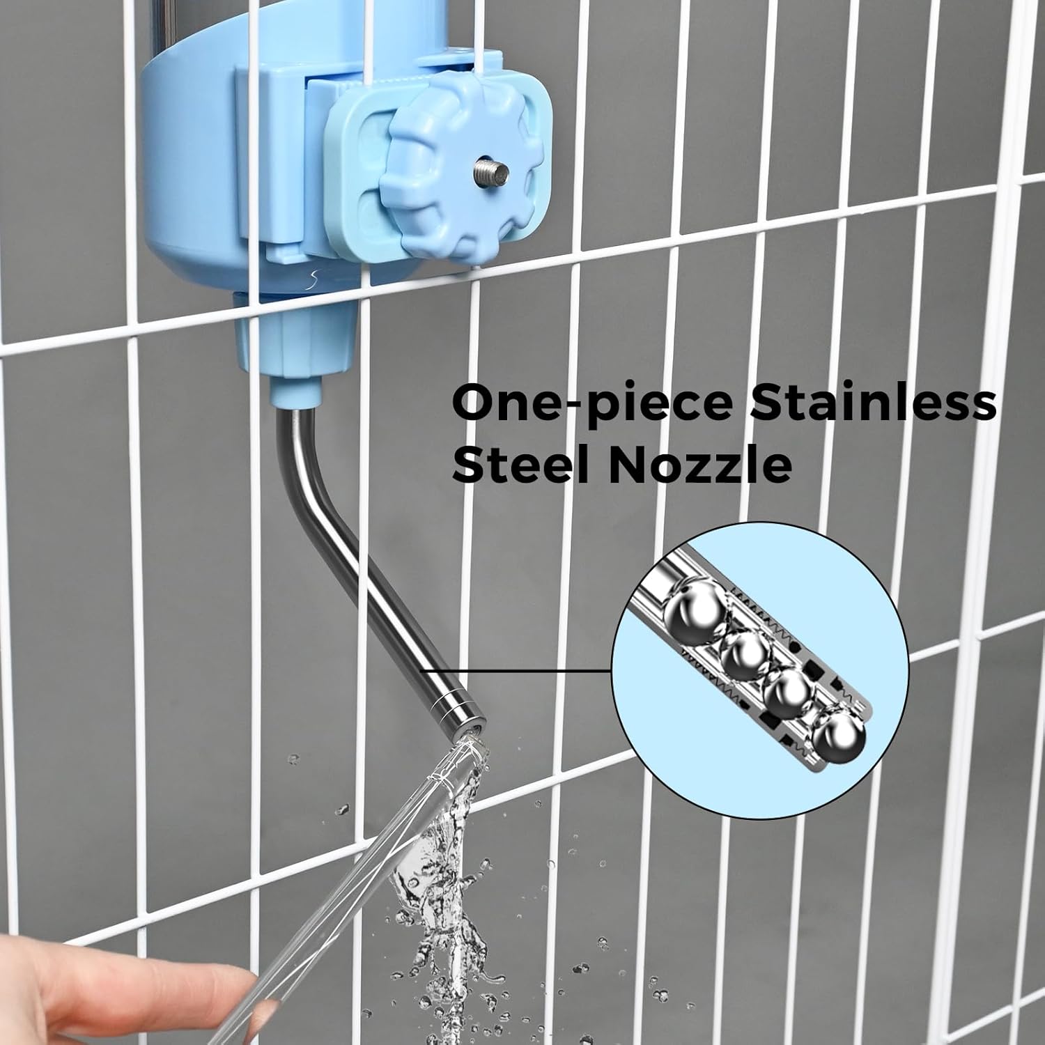 Vannon Top Fill Small Animal Water Dispenser for Cage, 23oz Auto Feeding Crate Water Bottle for Rabbit, Chinchilla, Ferret, Guinea Pig, Squirrel, Hedgehog, Pet Nozzle Diameter: 10mm, BPA Free, Blue - Image 8