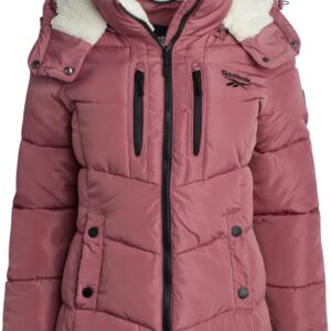 Reebok Womens Puffer Jacket – Heavyweight Puffer Coat with Faux Fur Trim Hood – Outerwear Down Winter Jackets for Women